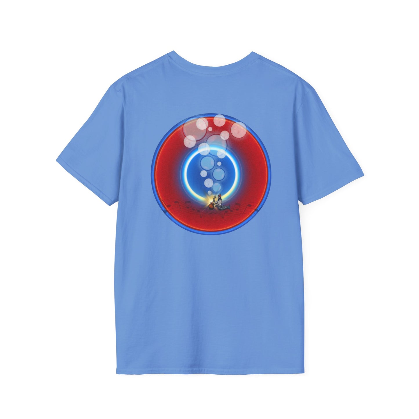Classic Donut Tee - Unisex Soft-Style - "Bubbler's Donut Tee" - vivid red/blue donut