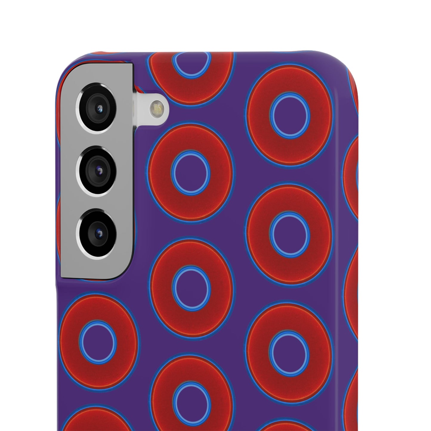 Lumpy Donut Snap Case - red vivid donut print w/dark purple background