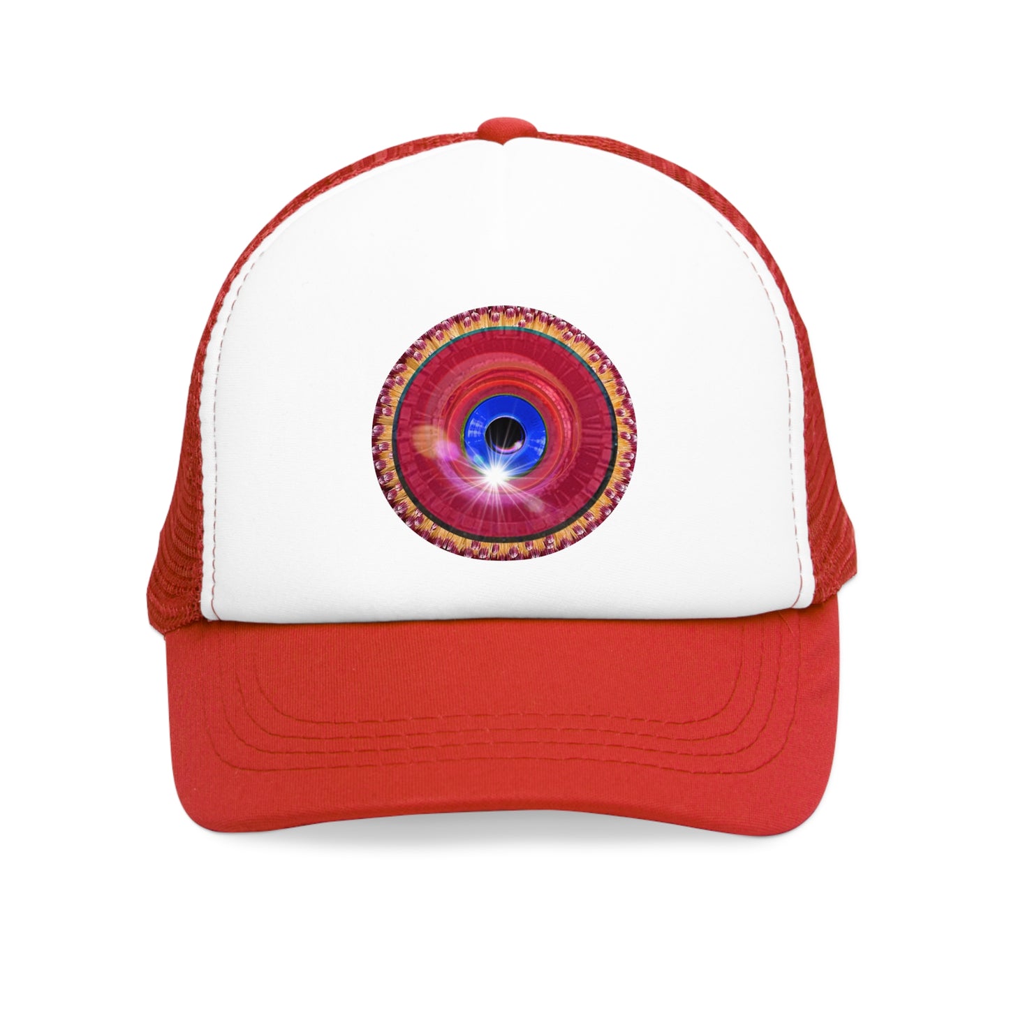 Lumpy Trucker Hat - "Solitary Flower" - red donut
