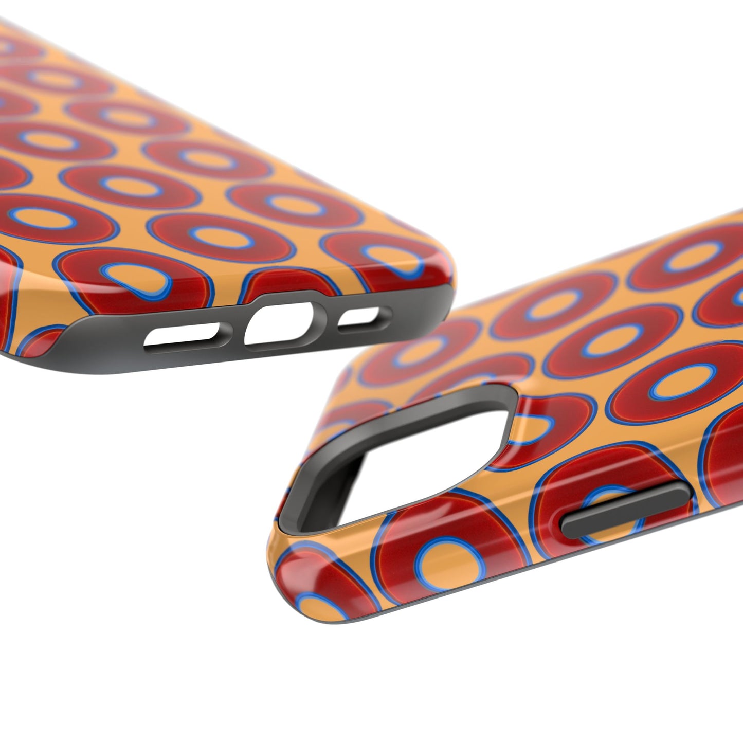 Magnetic Tough Donut Case - red vivid donut print w/creamsicle orange background