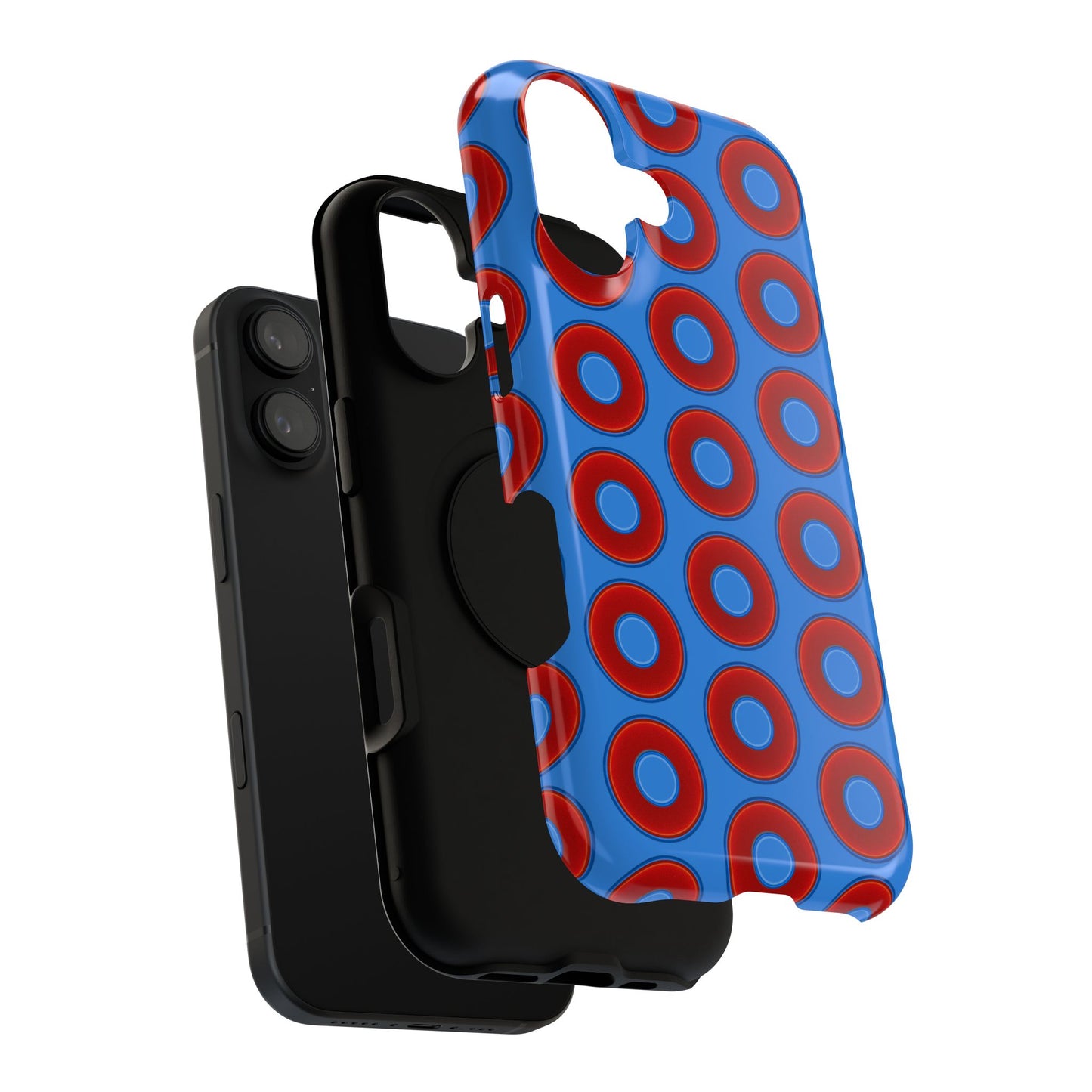 Impact-Resistant Lumpy Donut Case - red vivid donut print w/light royal blue background