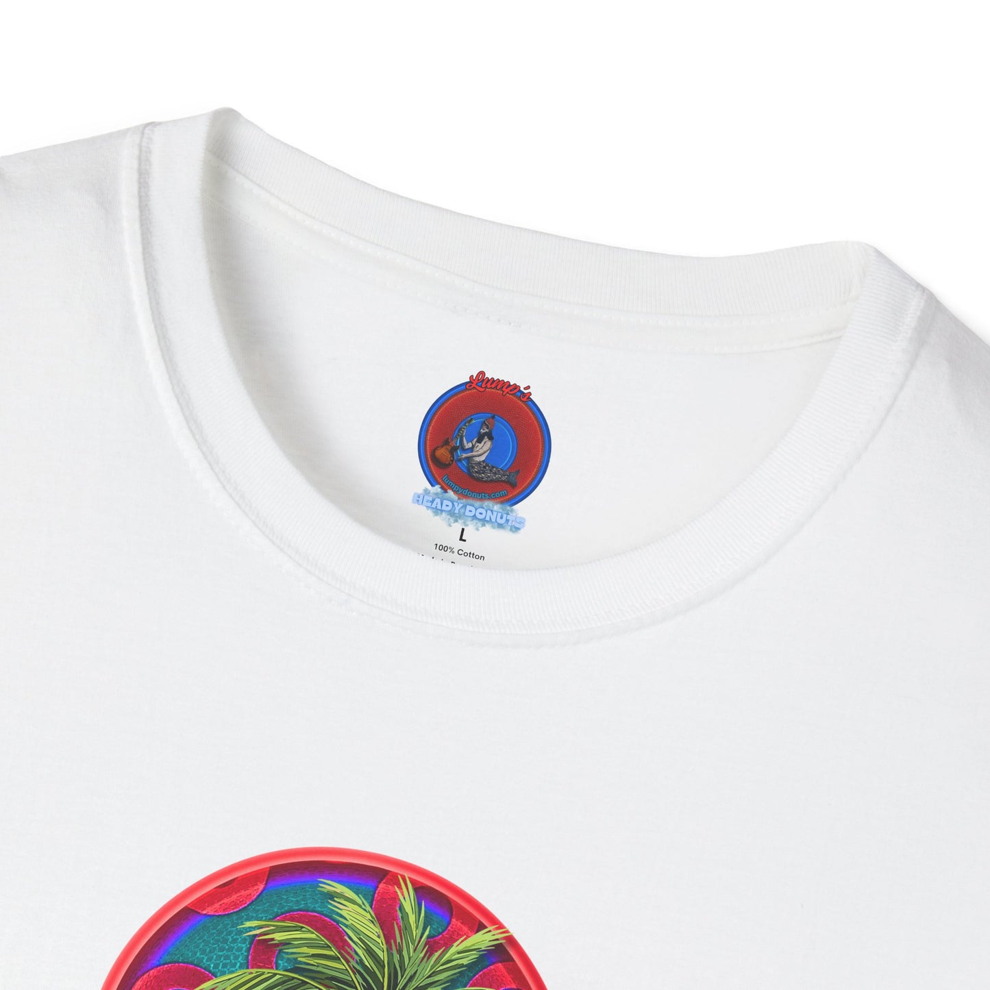 Classic Donut Tee - Unisex Soft-Style - "Jost Phishing" -blue/red rustic paradox donut