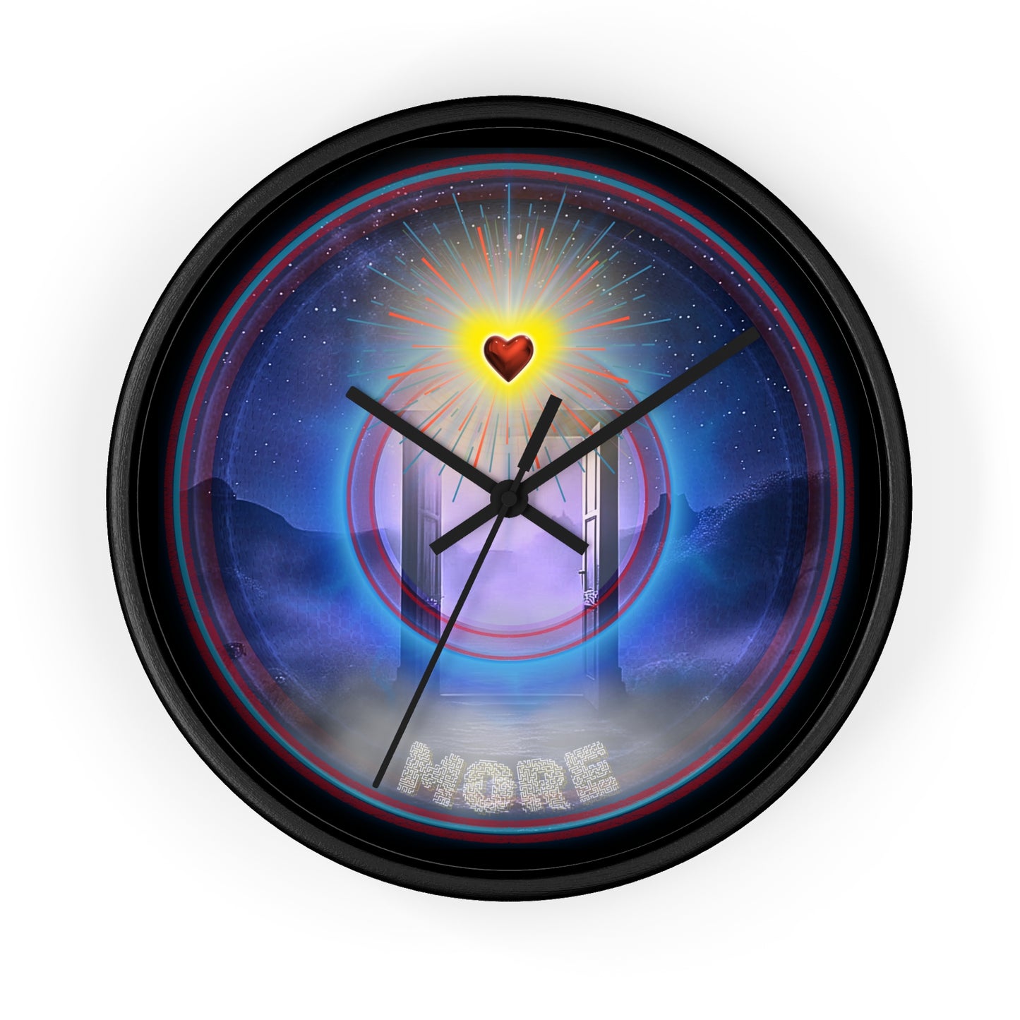 Lumpy Wall Clock - "The More Charitable Donut Clock" - blue pic donut w/black background  [*charitable donut]