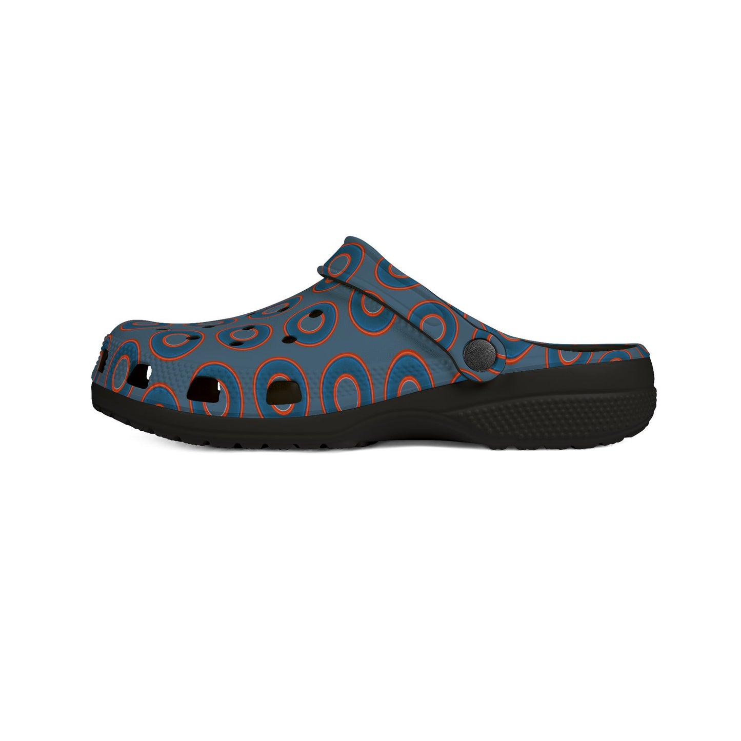 Spatchcocks - donut slip-on shoes - blue rustic donuts w/metallic blue background [unisex]