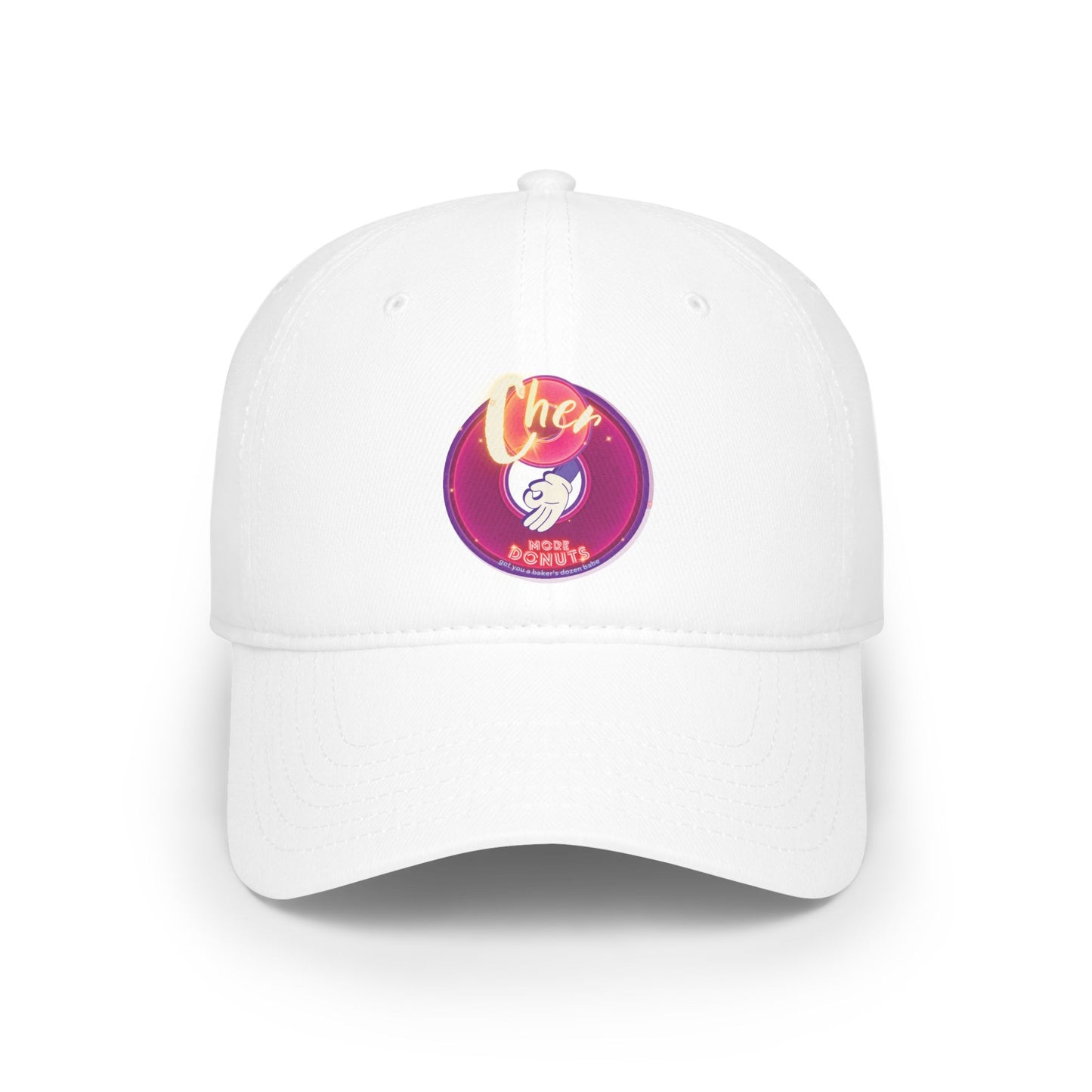 Lumpy Donut Baseball Cap - "Cher-ing is Caring Donut Cap" - variant 1 - vivid magenta donut w/ [*charitable donut]
