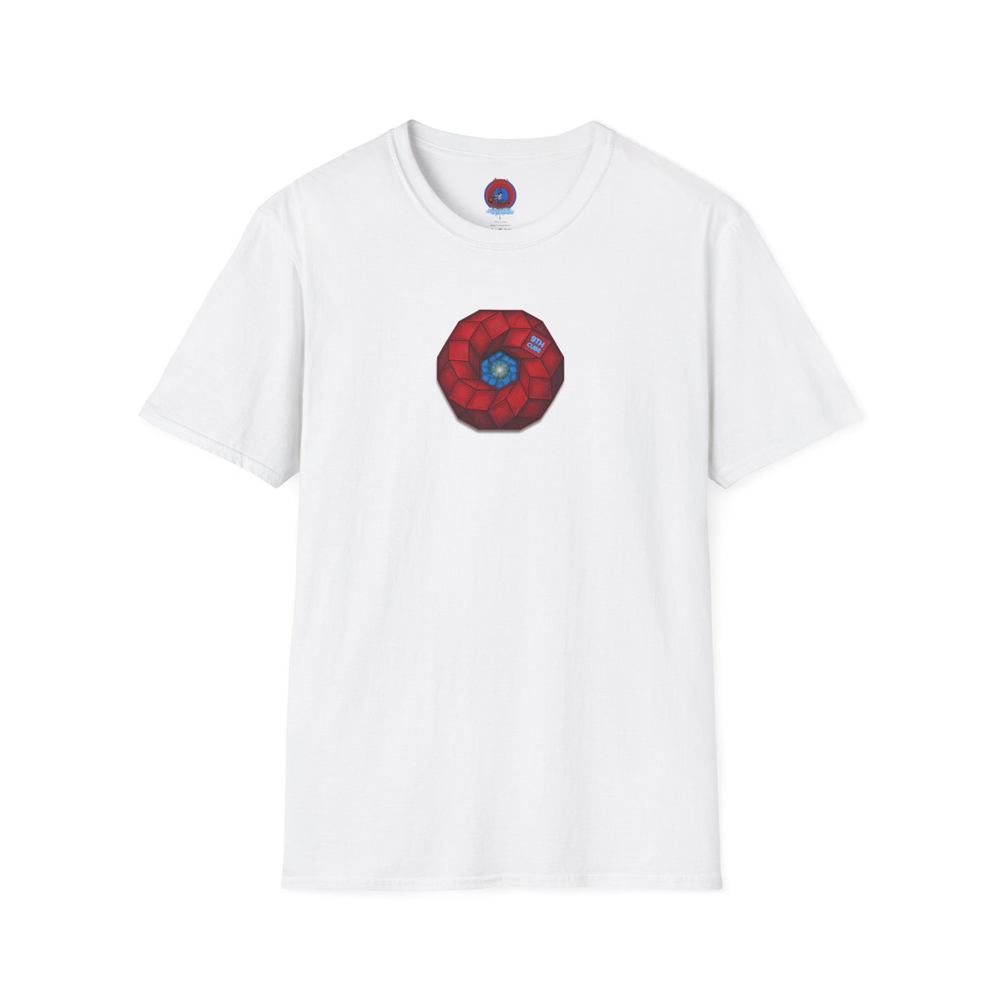 Classic Donut Tee - Unisex Soft-Style - "The 9th Donut" - rustic red/blue cubed donut - variant 2