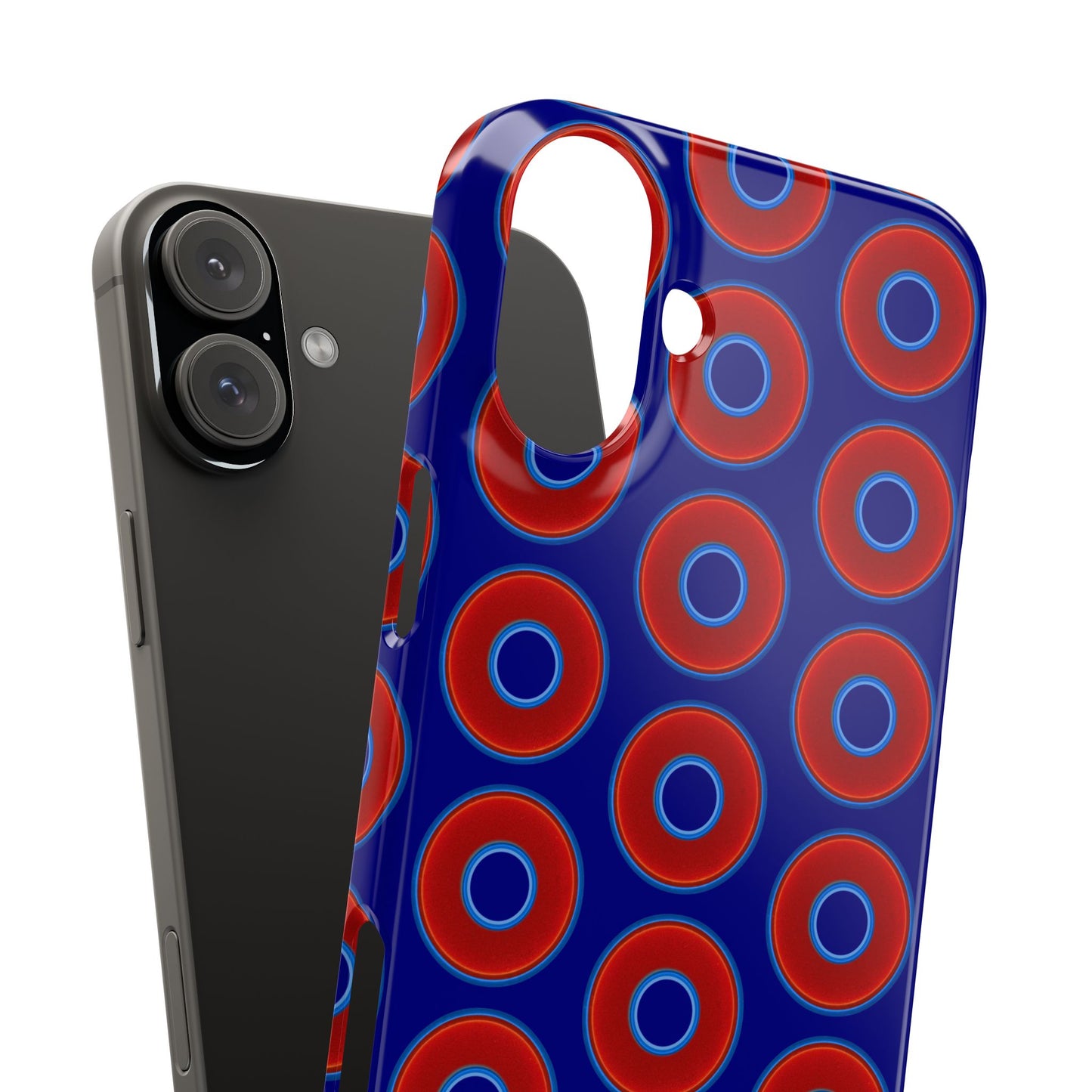Lumpy Donut Snap Case - red vivid donut print w/vivid navy blue background