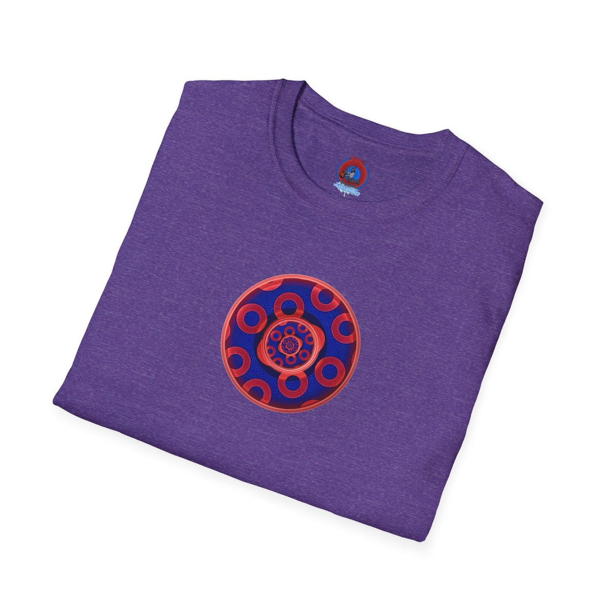 Classic Donut Tee - Unisex Soft-Style - "Kaleidoscope Abyss of Donut" - paradoxical print - variant 2 - series 1.0 - donut vortex - red/blue