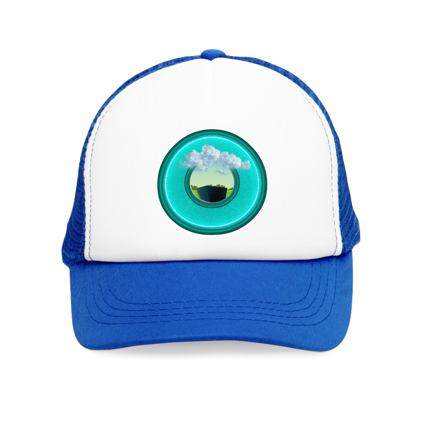 Lumpy Trucker Hat - "Got Rhombus?" - variant 3- turquoise/teal donut