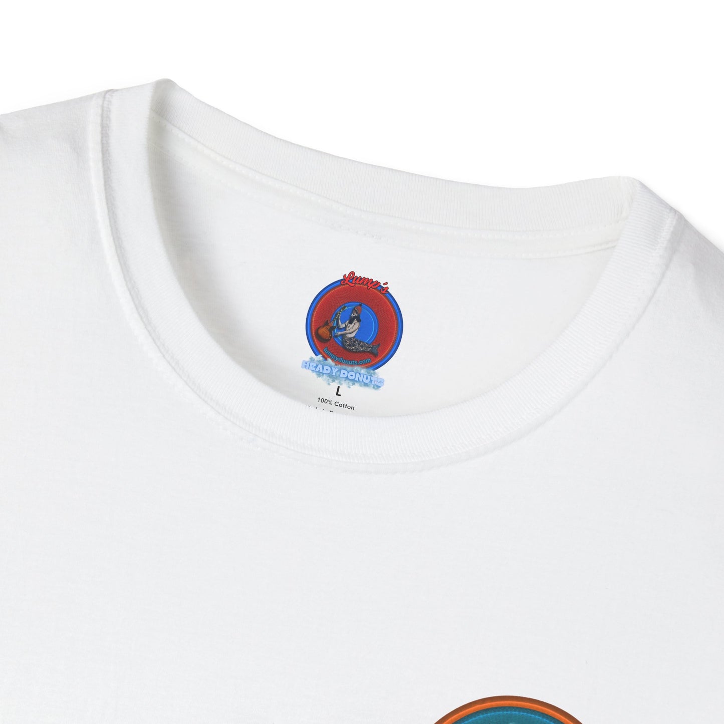 Classic Donut Tee - Unisex Soft-Style - "Got Rhombus?" - series 1.0  - variant 3 - aquamarine/orange donut