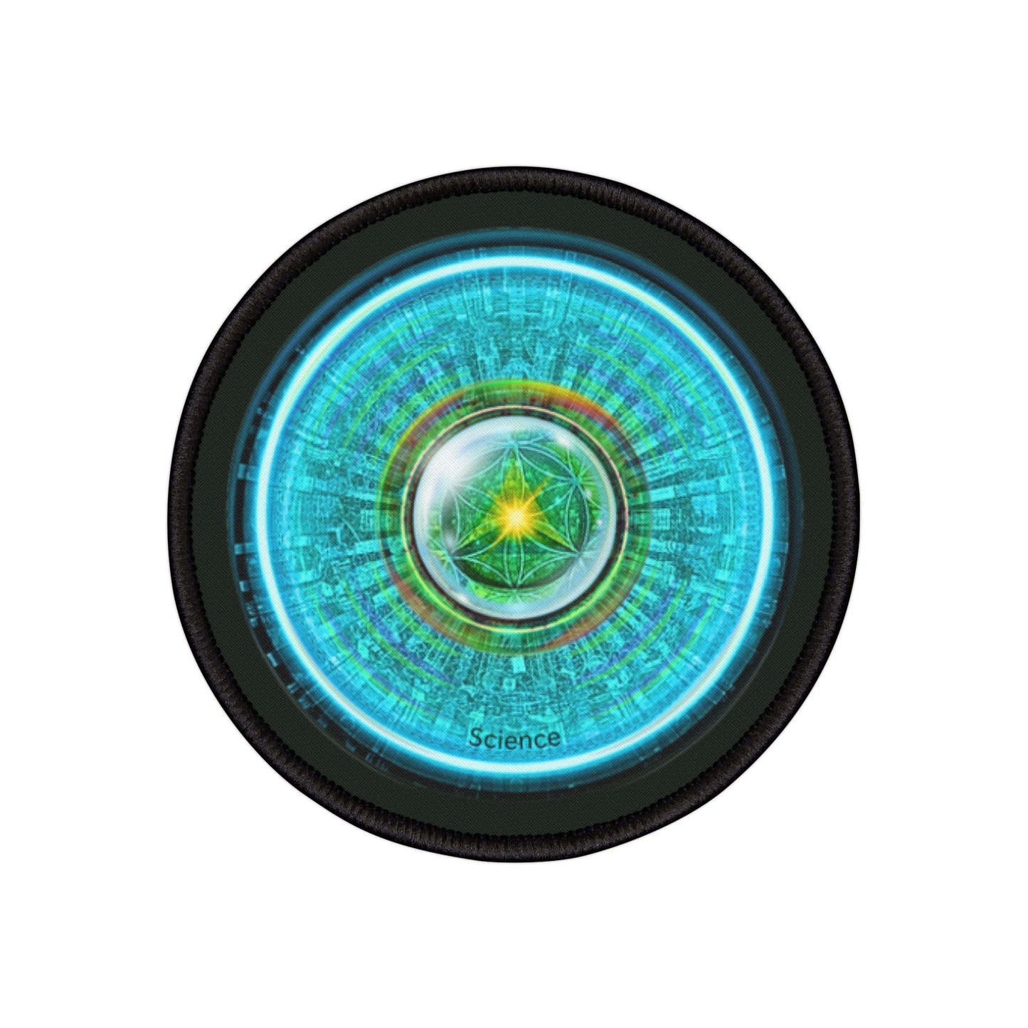 Iron-On Donut Patch - "Donut of Life Patch" - vivid turquoise tube donut - variant 1