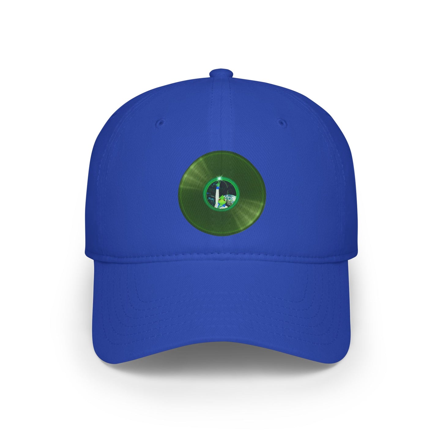 Lumpy Donut Baseball Cap - "Rutherford's Staying Alive Donut Cap" - variant 2 vivid green record donut w/