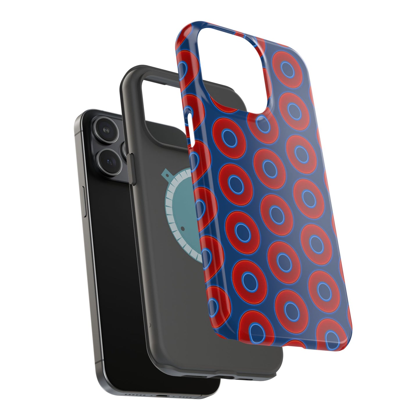 Magnetic Tough Donut Case - red vivid donut print w/Atlantic navy blue background