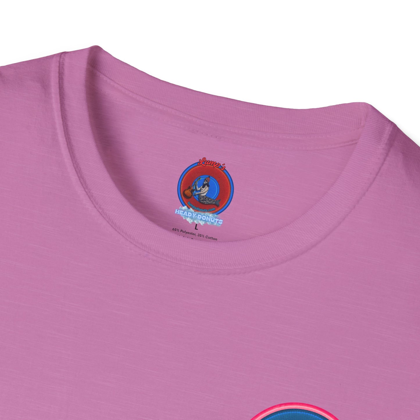 Classic Donut Tee - Unisex Soft-Style - "My Friend the Donut " - series 1.0  - variant 2 - blue/pink donut