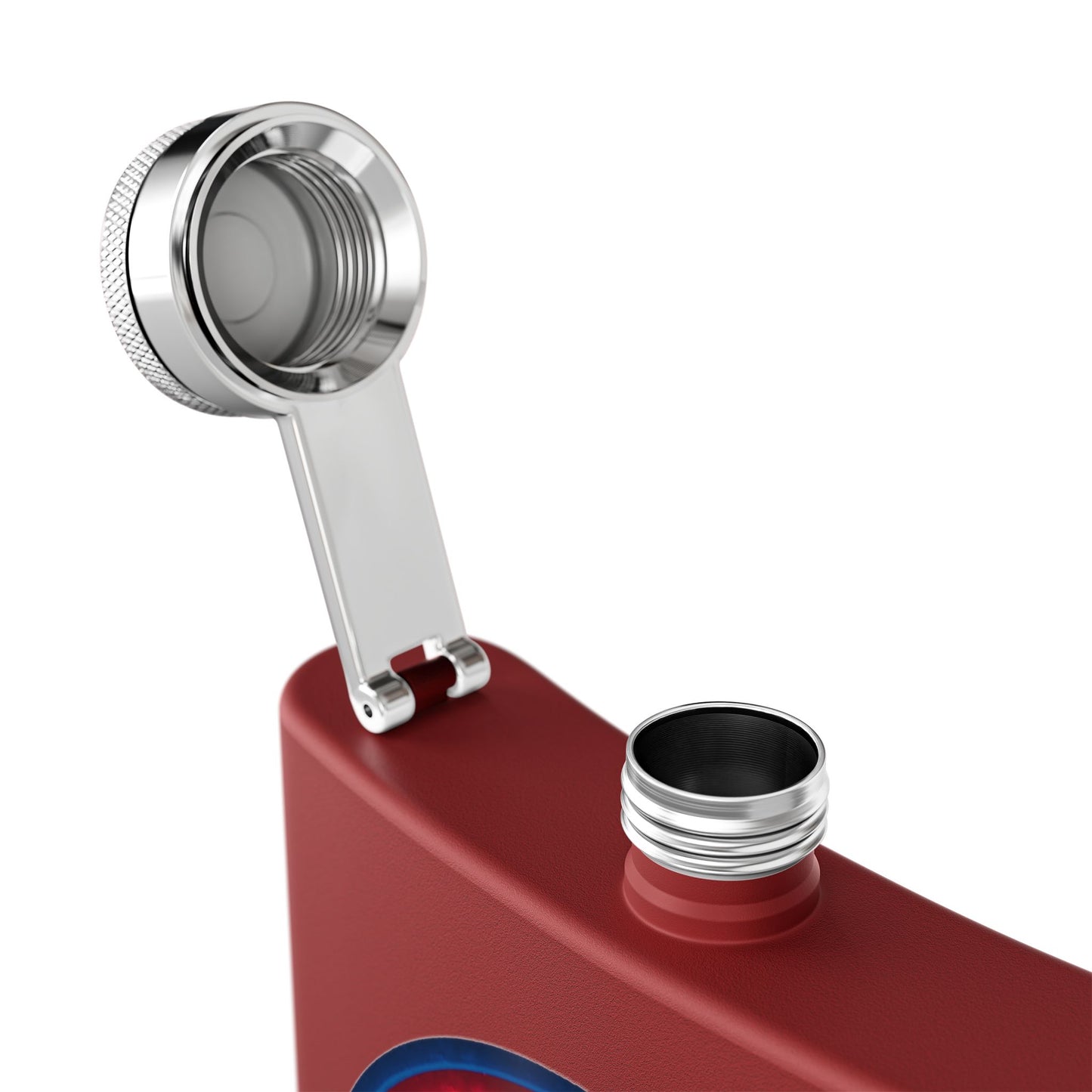 Lump's Donut Flask 6 oz - Vivid red/dark blue donut - [*w/your choice of 8 backgrounds]