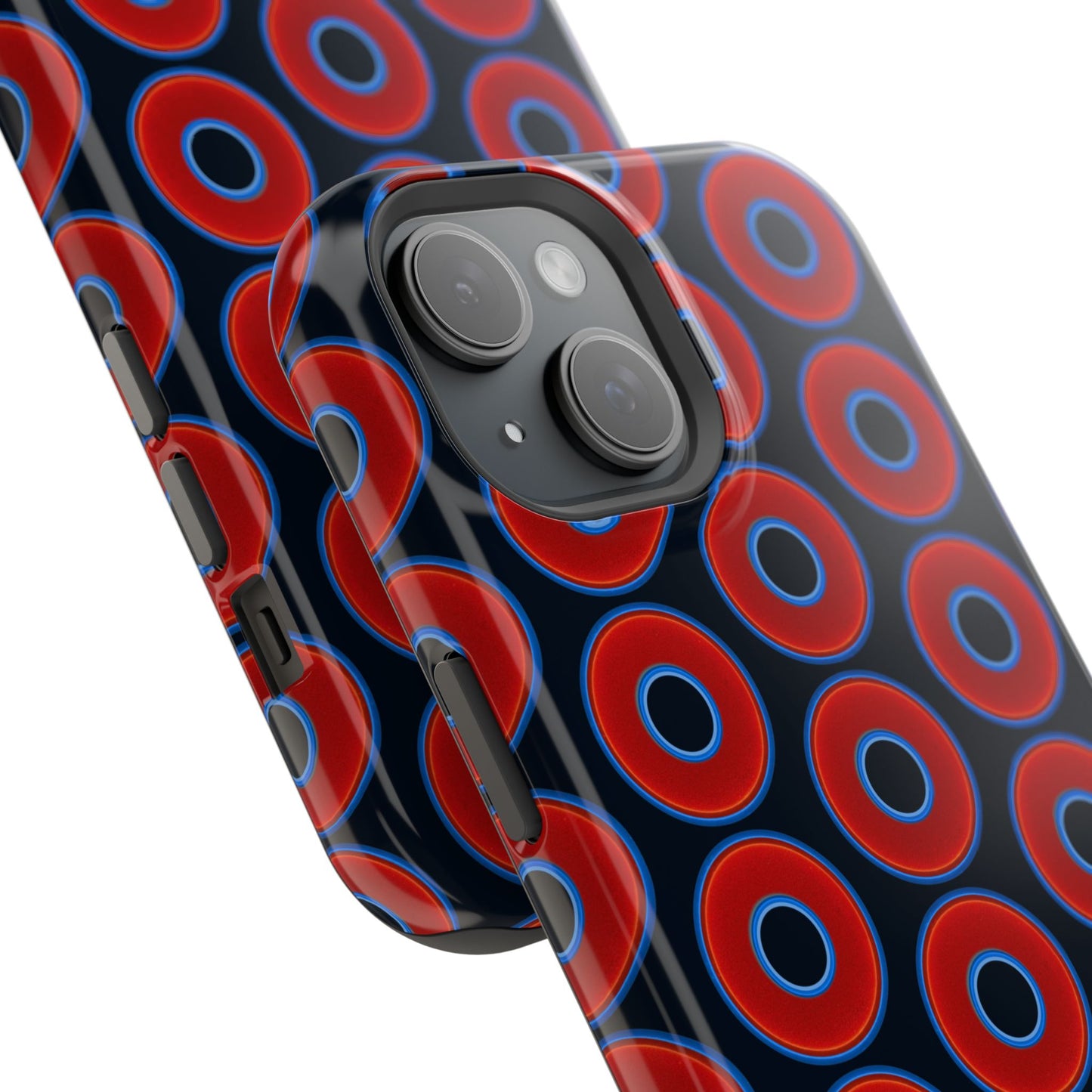 Magnetic Tough Donut Case - red vivid donut print w/blue charcoal background