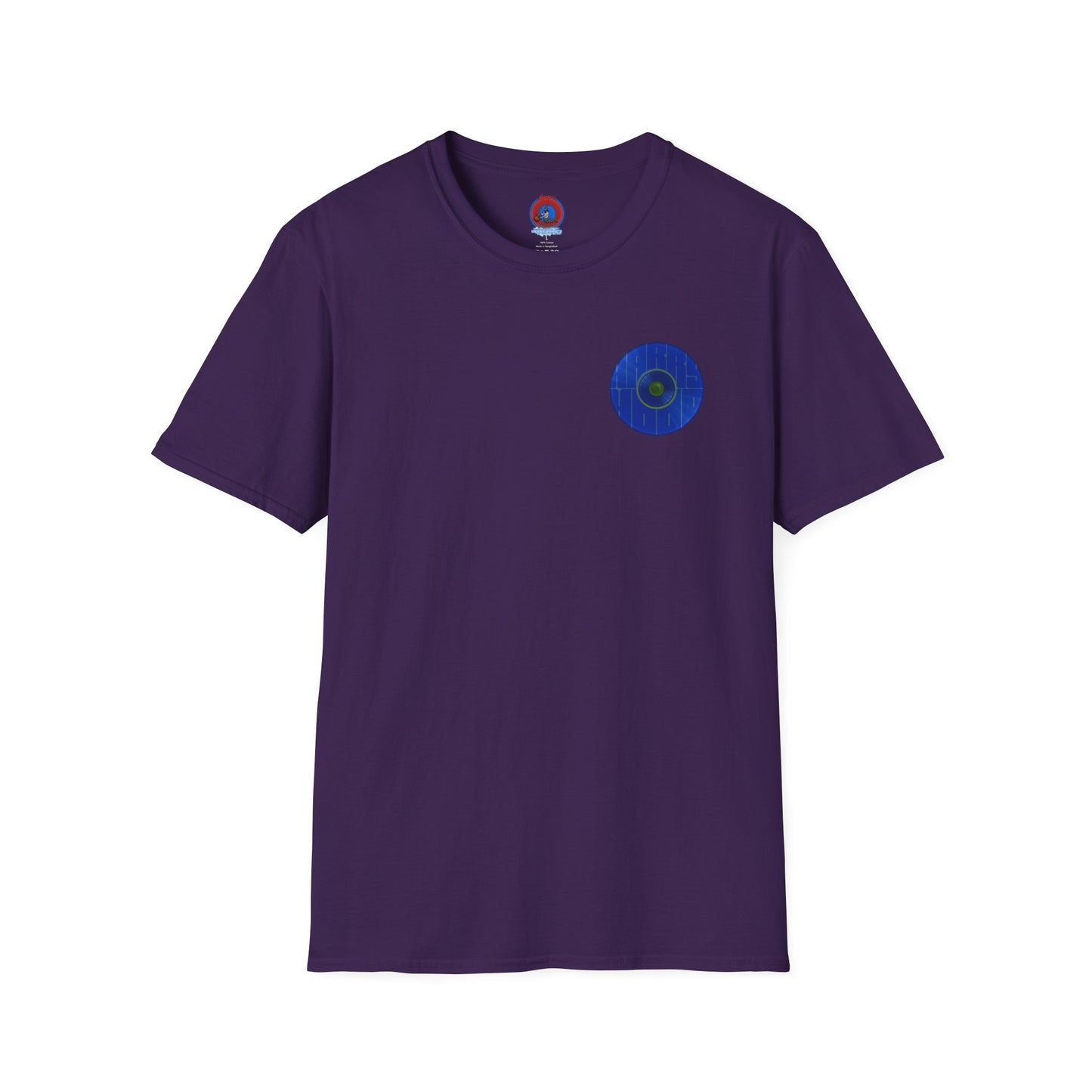 Classic Donut Tee - Unisex Soft-Style - "Harry's Hoodlum Donut" - series 1.0  - variant 3 - lights off/blue donut(s)
