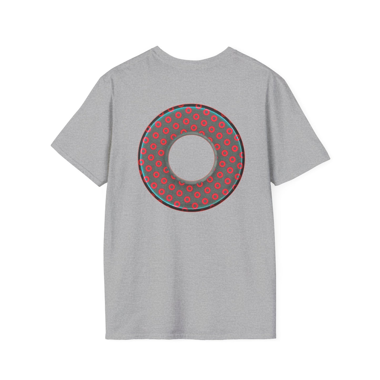 Plain Donuts/Unisex Soft-Style - "Plain Electric Paradoxical Donuts" - dark teal/red donuts