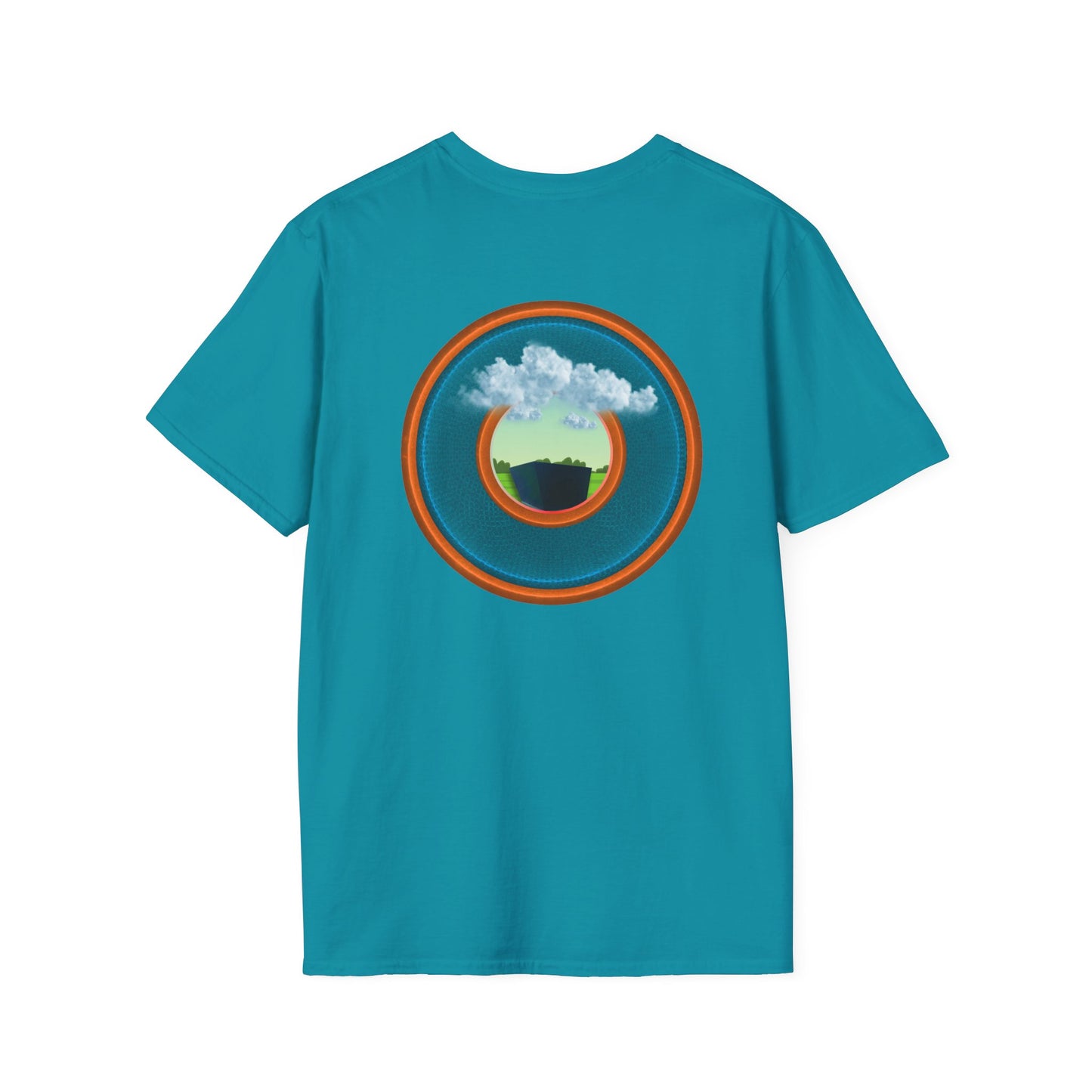 Classic Donut Tee - Unisex Soft-Style - "Got Rhombus?" - series 1.0  - variant 3 - aquamarine/orange donut