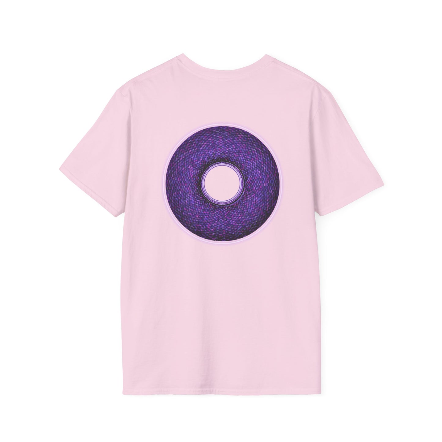 Classic Donut Tee - Unisex Soft-Style - "Plain Pixilated Donut' - purple/light purple pixilated afterglow donut