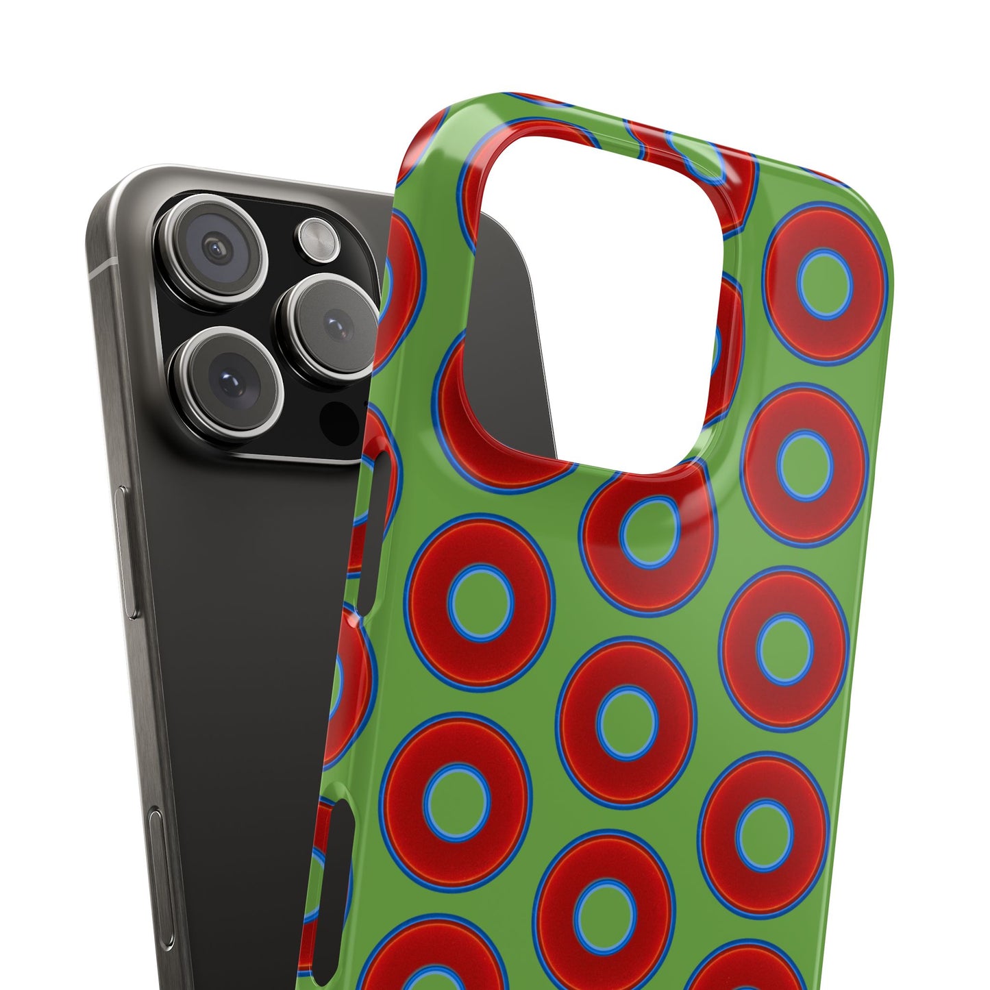 <Lumpy Donut Snap Case - red vivid donut print w/light green background