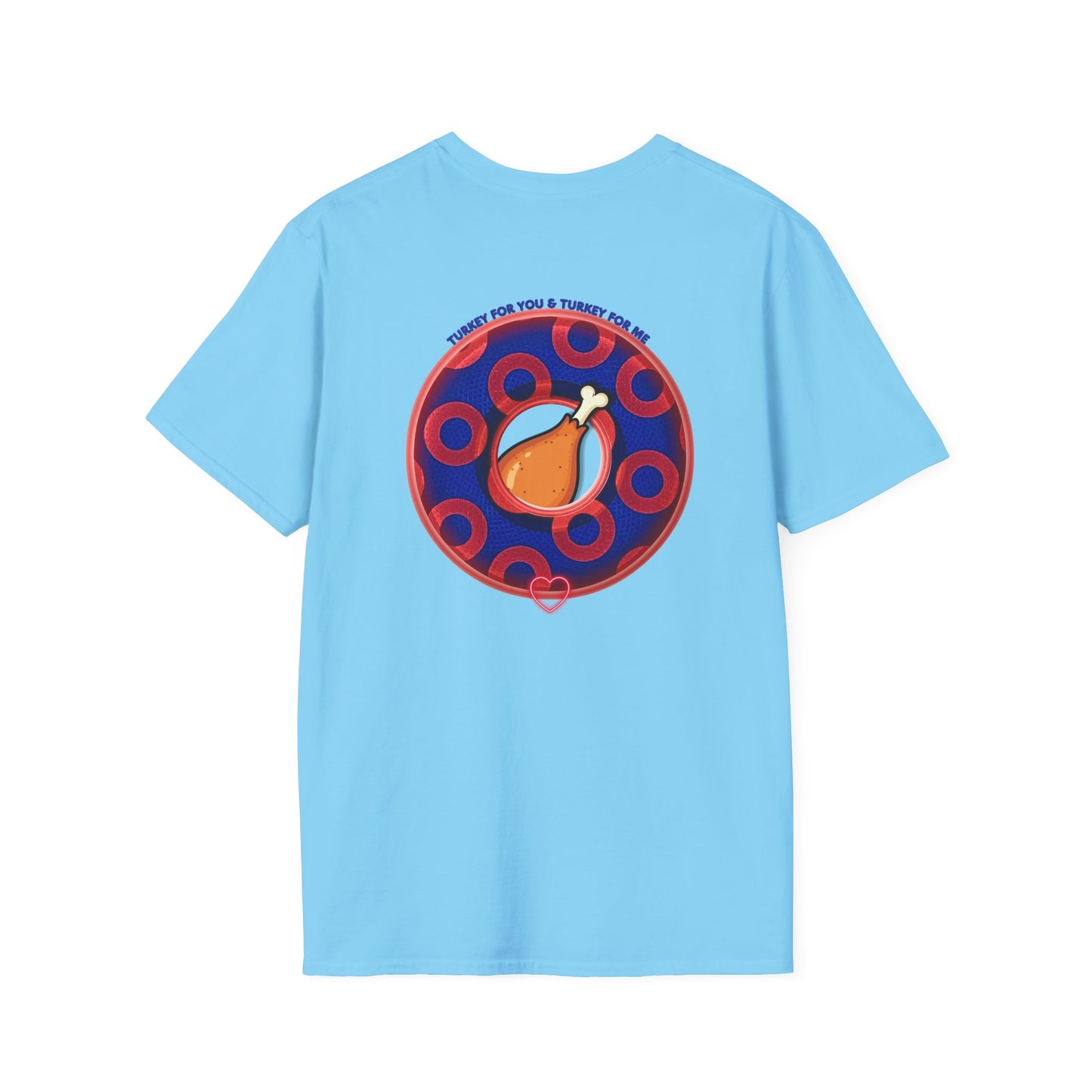Classic Donut Tee - Unisex Soft-Style - "Turducken Donut Madness" - blue/red rustic paradox donut - holiday edition