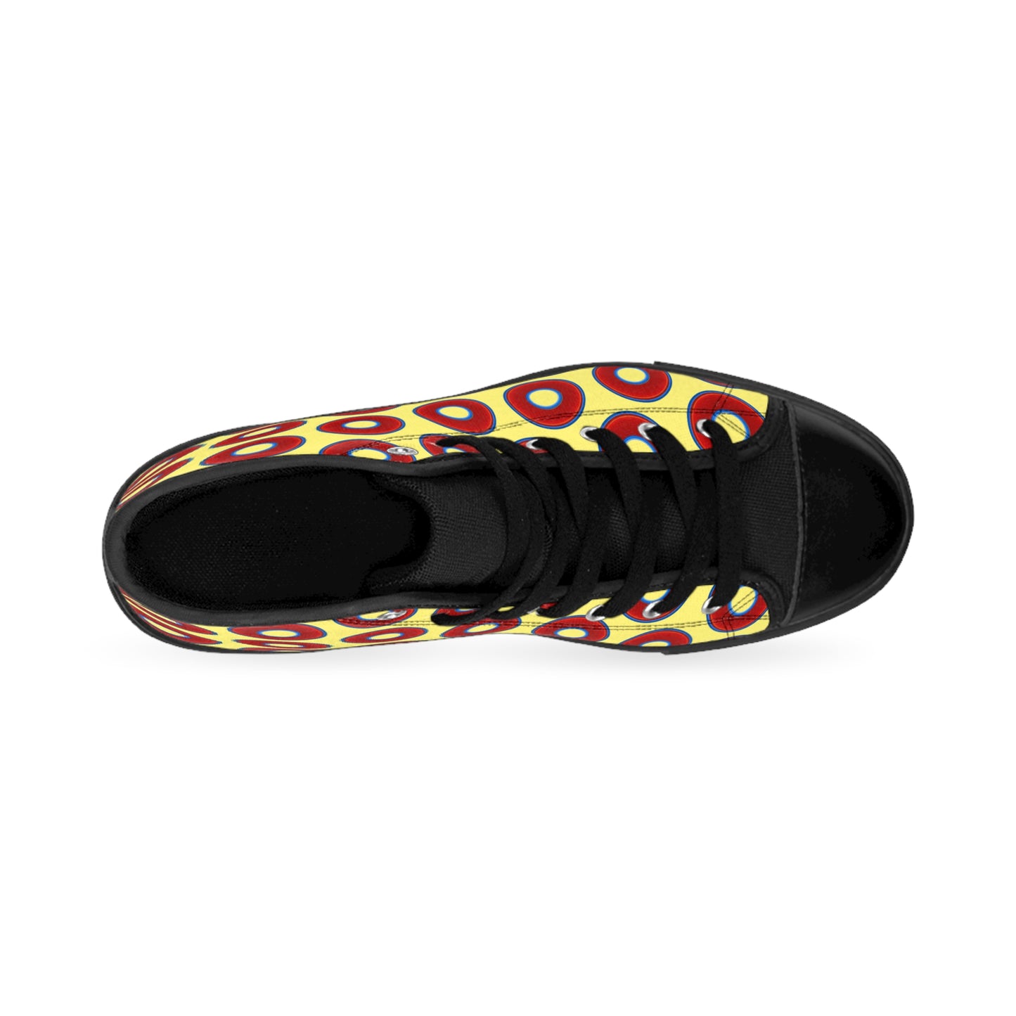 Cushiony Convectors - High Tops - red vivid donuts w/yellow background