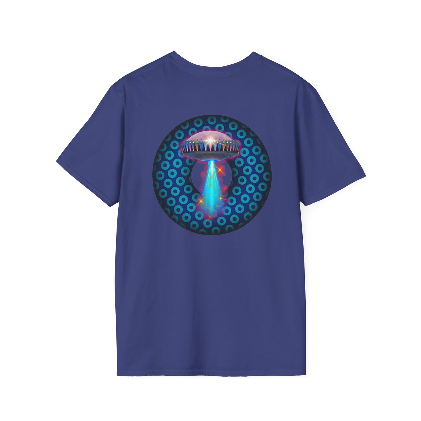 Classic Donut Tee - Unisex Soft-Style - "Donuts now Served on the Mothership" - series 1.0  - variant 3  - magenta/pink donut