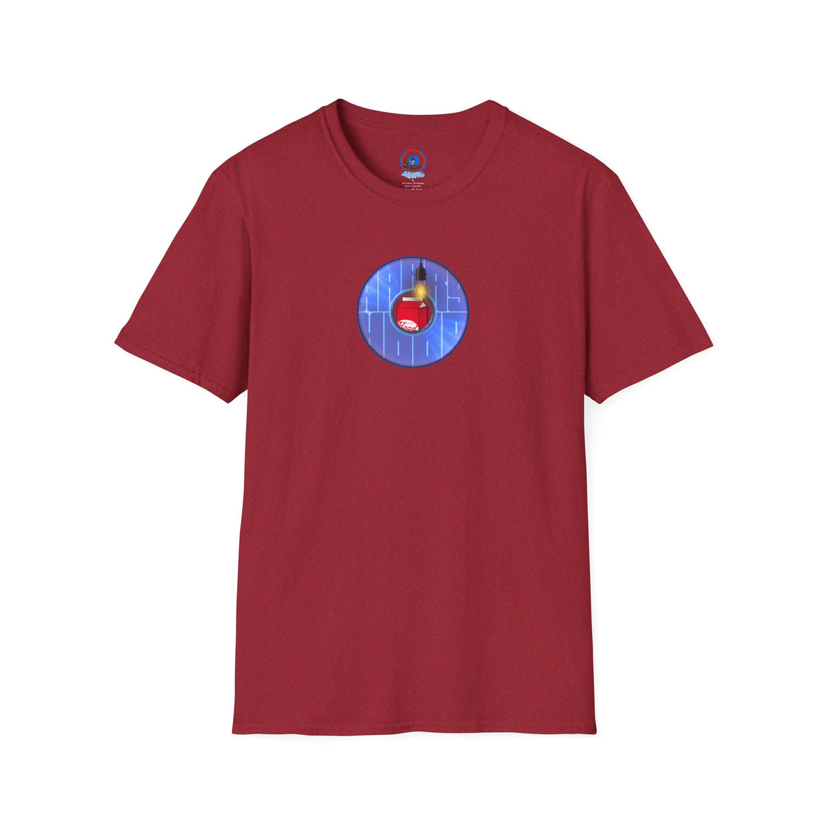 Classic Donut Tee - Unisex Soft-Style - "Harry Left His Donut Shirt" - series 1.0  - variant 4 - purple/blue donut - w/milk & light on