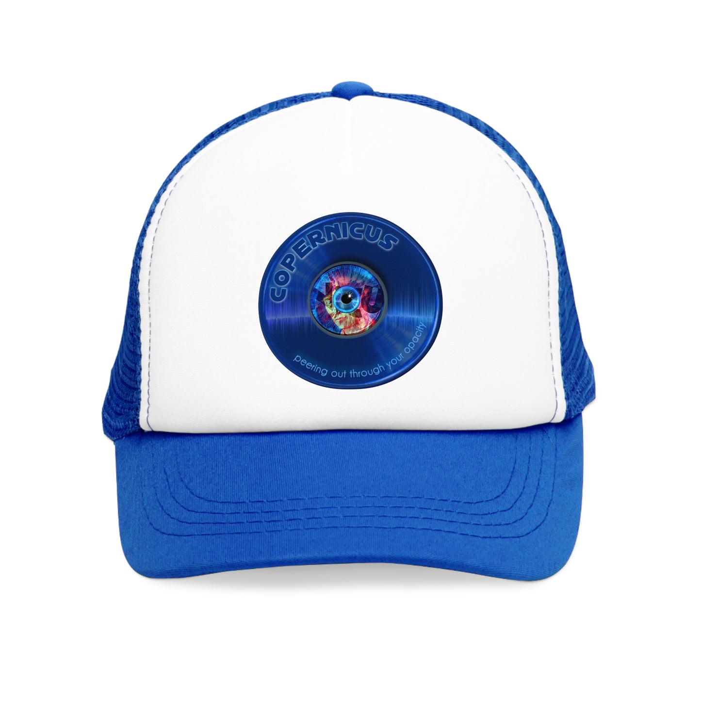 Lumpy Trucker Hat - "Drunken Copernicus Donut" - variant 2 - blue donut