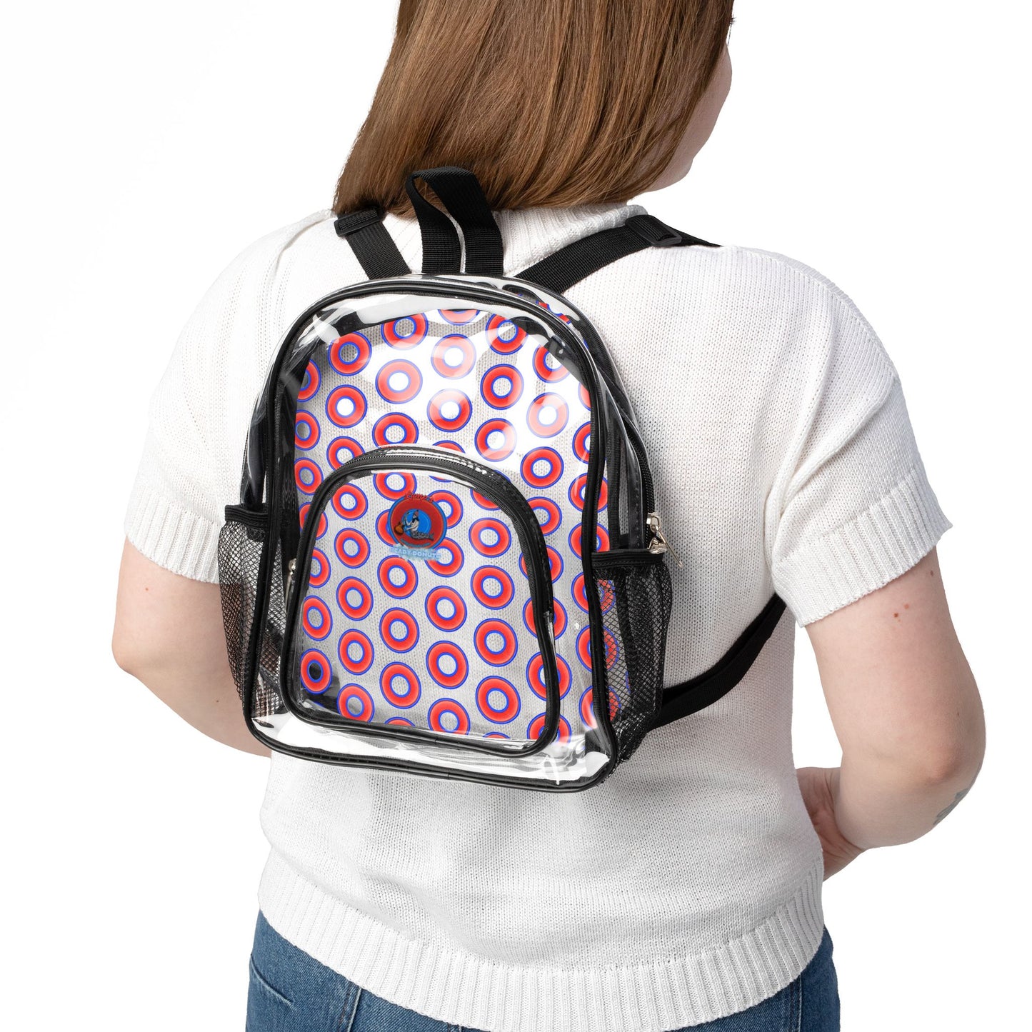 Lumpy Clear Pack/Concert Buddy - Plain Rustic Donut Print - bright red/blue