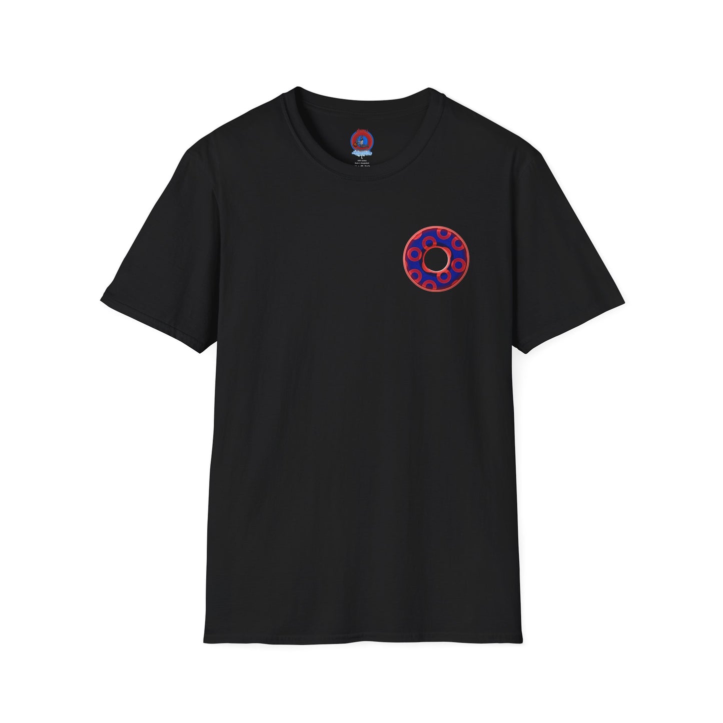 Classic Donut Tee - Unisex Soft-Style - "Kaleidoscope Abyss of Donut" - paradoxical print - variant 2 - series 1.0 - donut vortex - red/blue