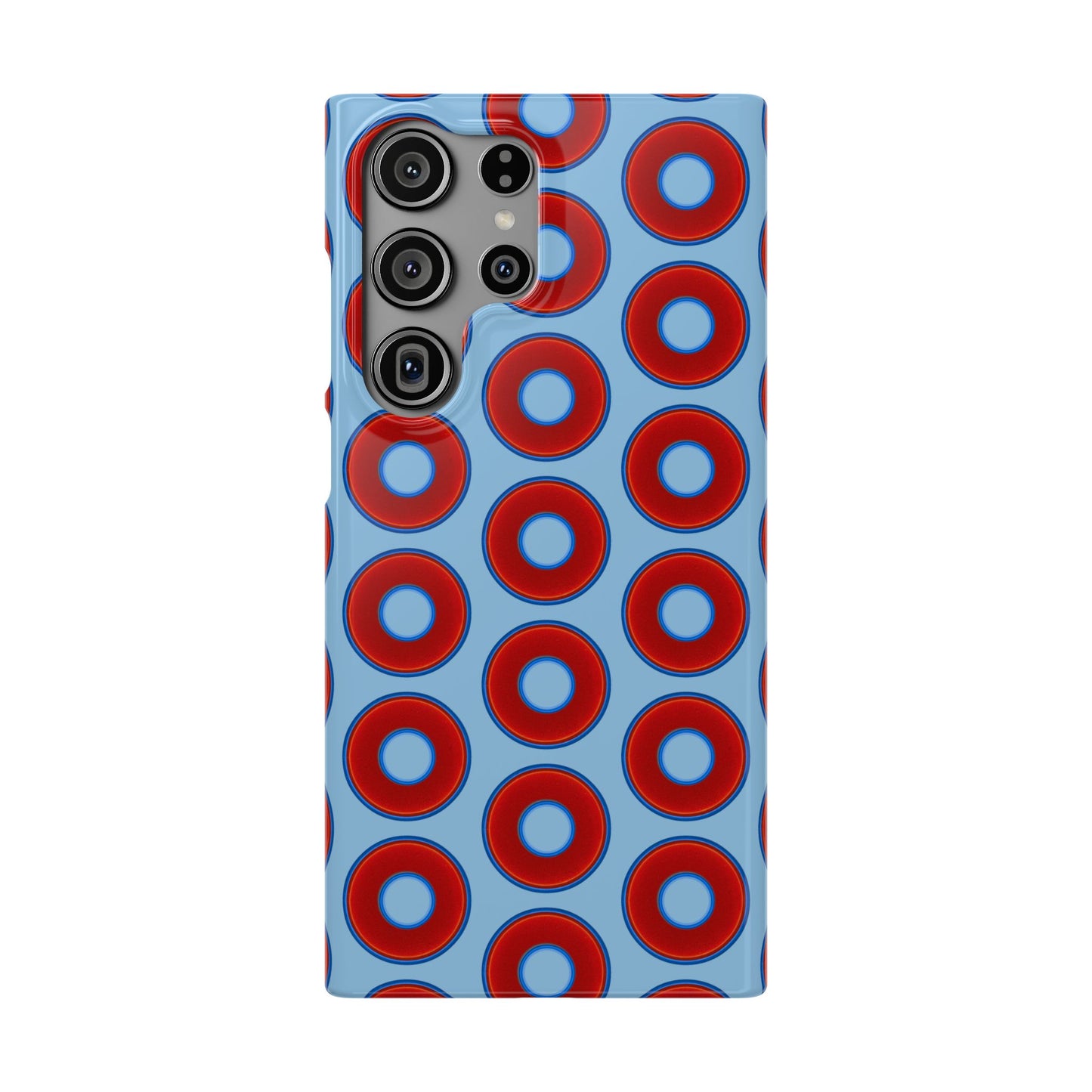 Lumpy Donut Snap Case - red vivid donut print w/sky blue background