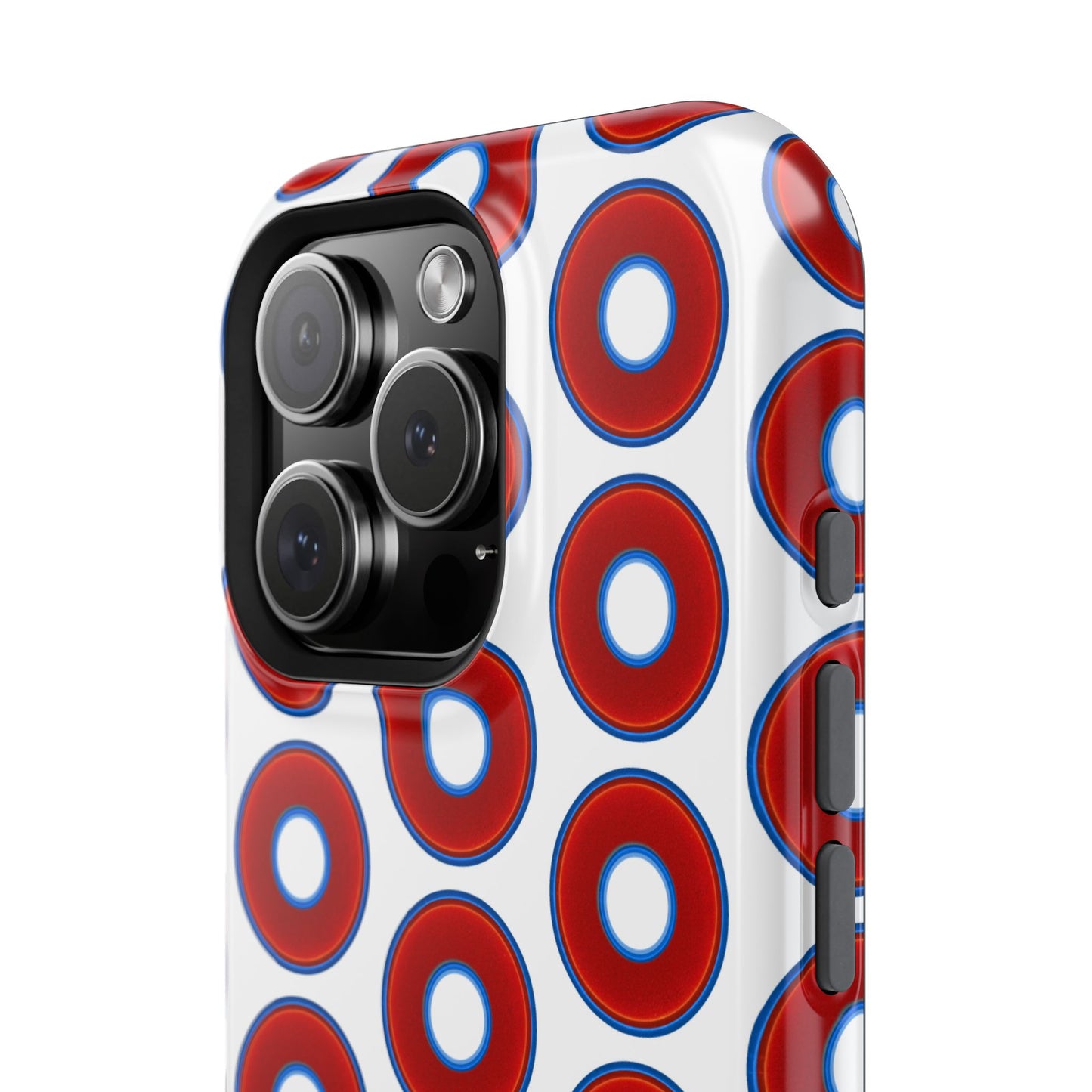 Impact-Resistant Lumpy Donut Case - red vivid donut print w/white background