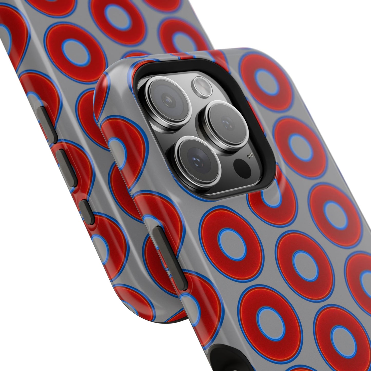 Magnetic Tough Donut Case - red vivid donut print w/gray background