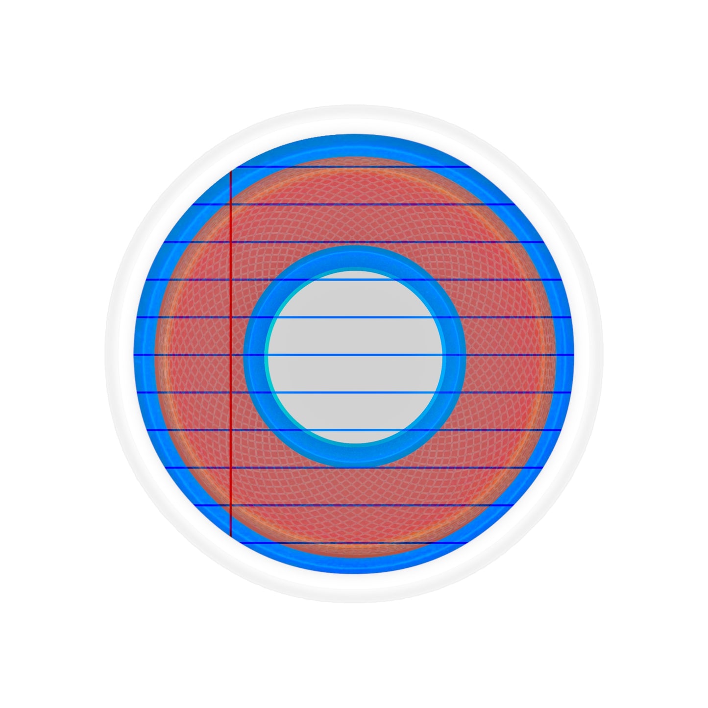 Donut Bumper/Outdoor Sticker - "That's 1 Tasty Donut" - series 1.0 - variant 2 - red donut w/plain notebook paper - [Die-Cut] 6"x 6"