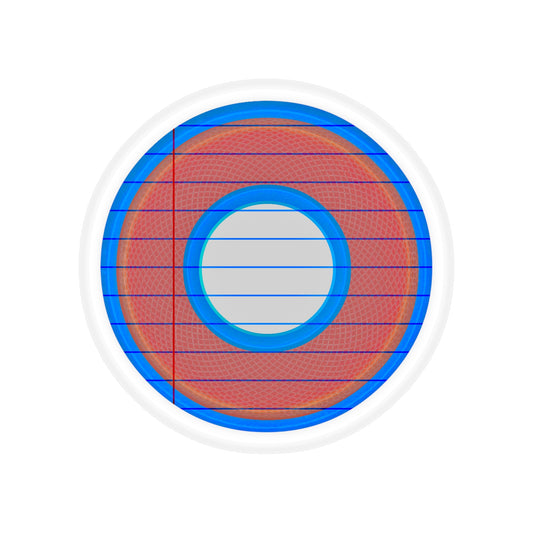 Donut Bumper/Outdoor Sticker - "That's 1 Tasty Donut" - series 1.0 - variant 2 - red donut w/plain notebook paper - [Die-Cut] 6"x 6"