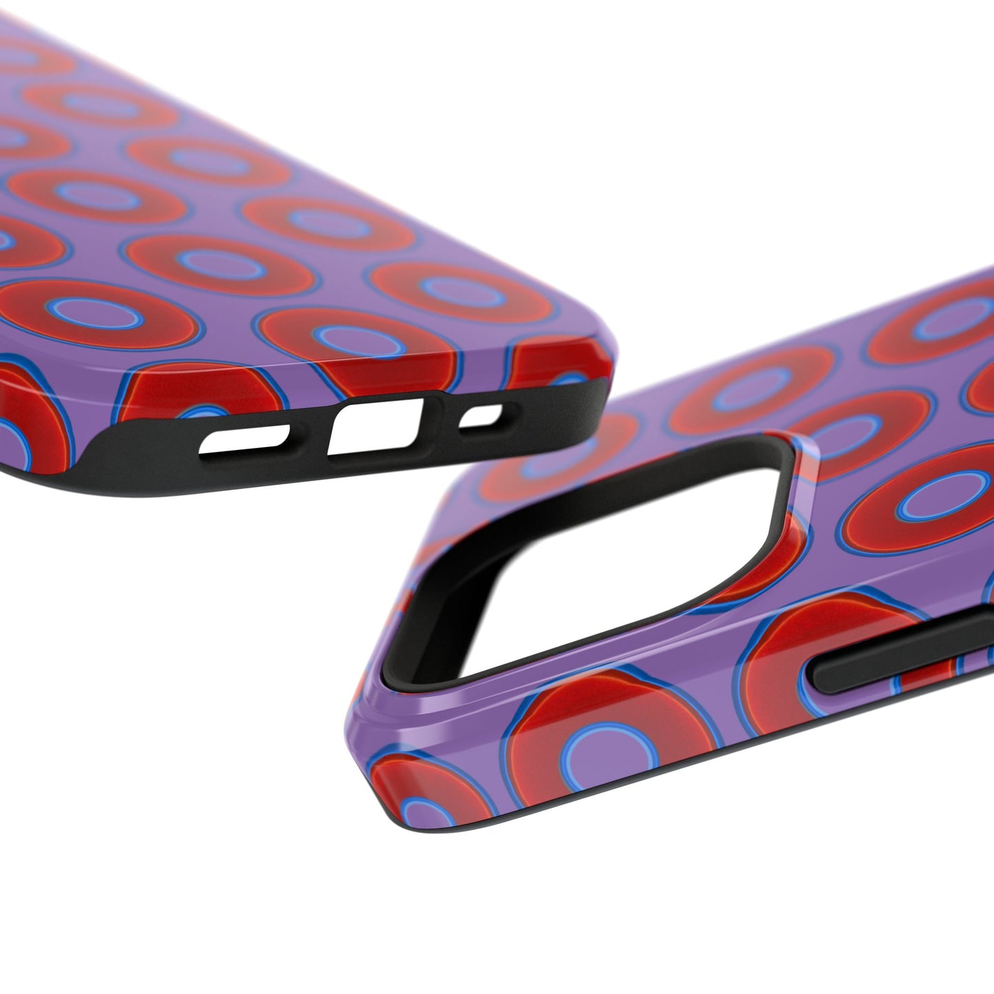 Impact-Resistant Lumpy Donut Case - red vivid donut print w/light purple background