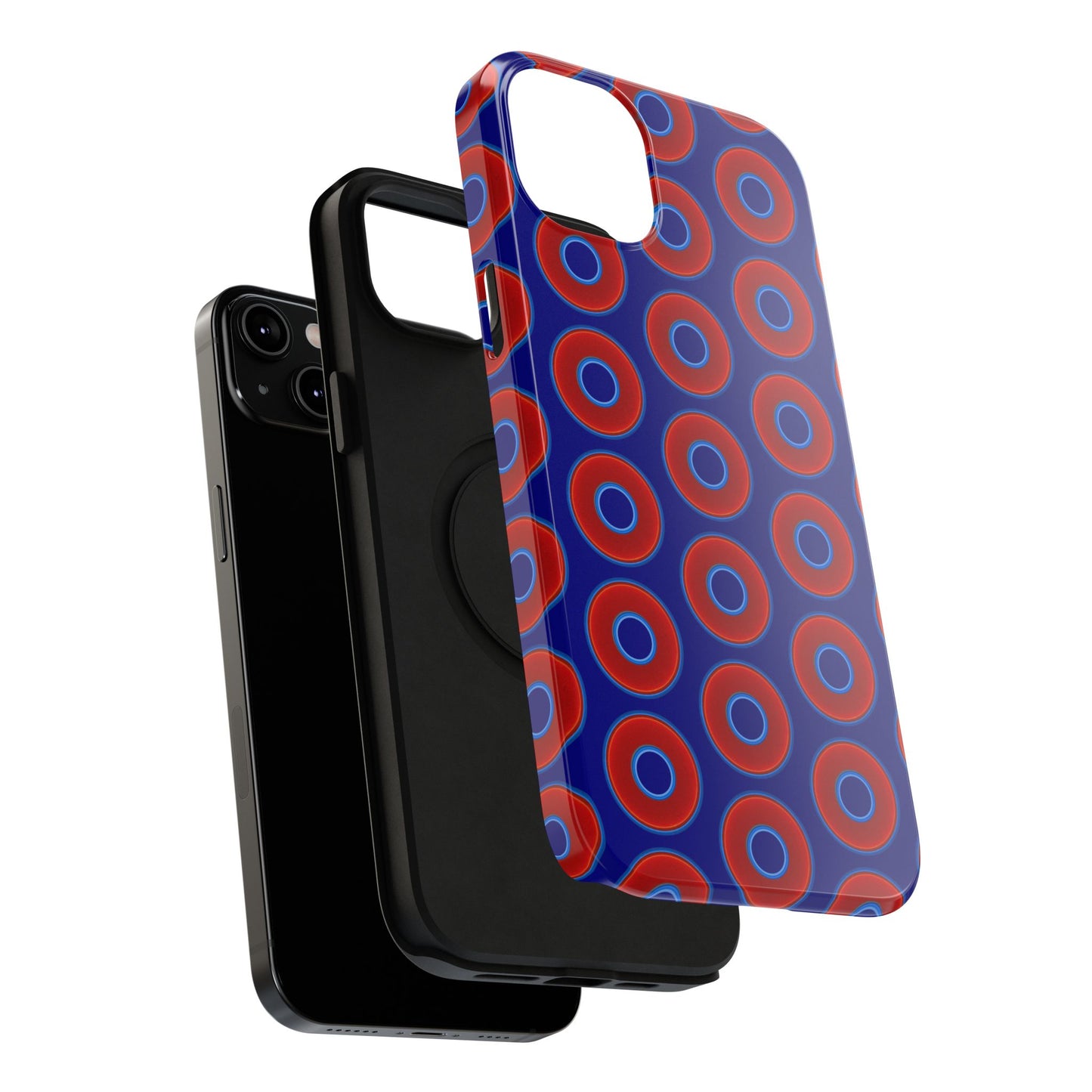 Impact-Resistant Lumpy Donut Case - red vivid donut print w/vivid navy background