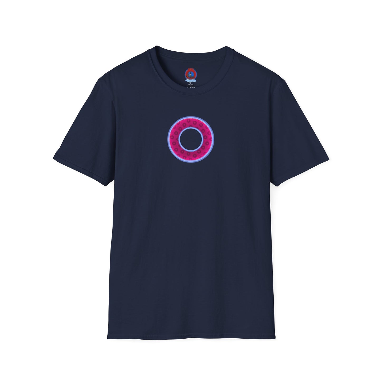 Plain Donuts/Unisex Soft-Style - "Plain Wide Mouthed Paradoxical Donuts" - dark magenta/light blue donuts