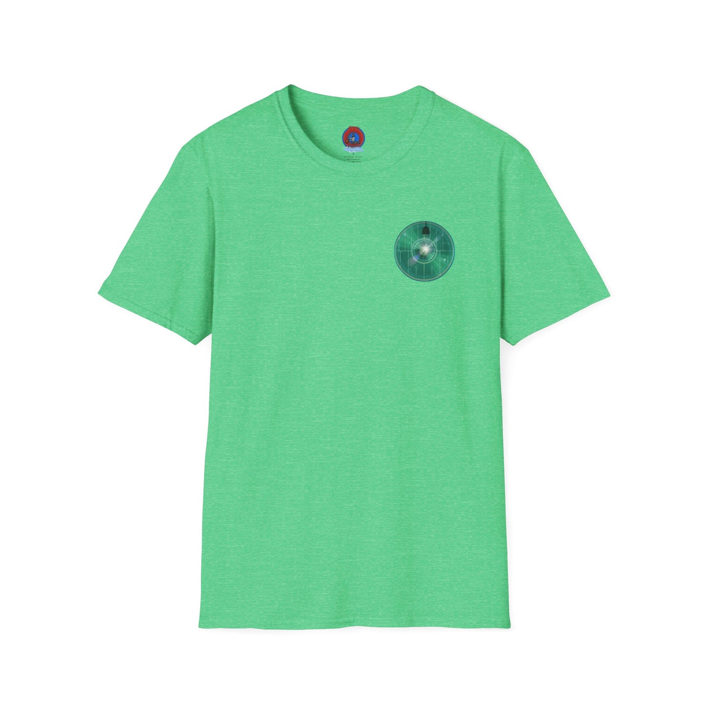 Classic Donut Tee - Unisex Soft-Style - "Harry's Hoodlum Donut" - series 1.0  - variant 4 - lights on/green donut(s)