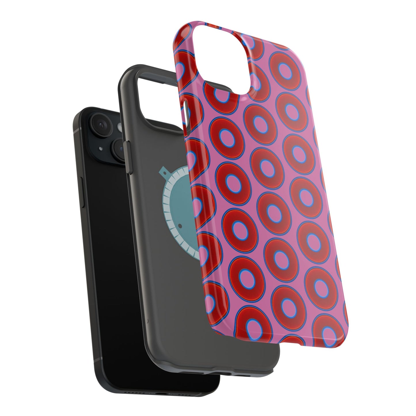 Magnetic Tough Donut Case - red vivid donut print w/pink background