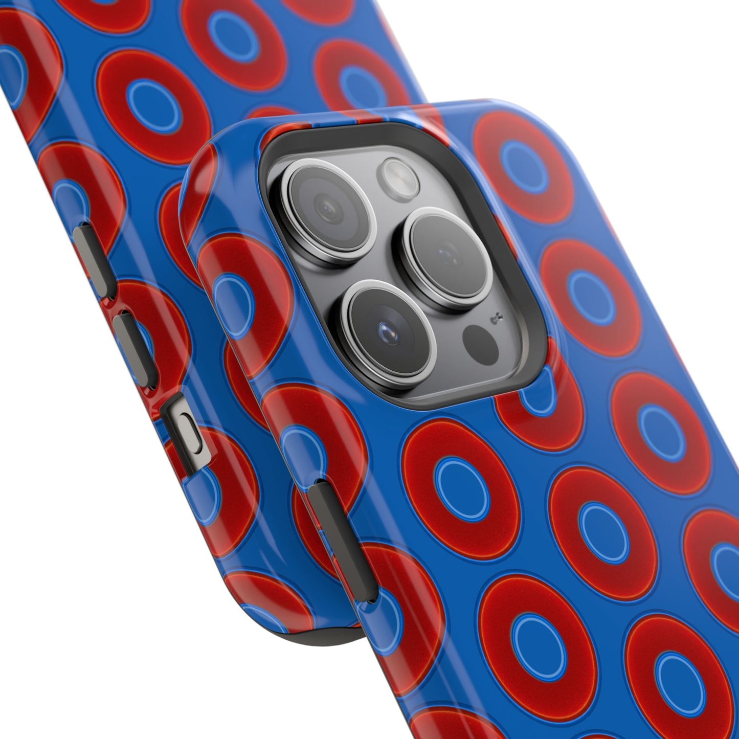Magnetic Tough Donut Case - red vivid donut print w/dark royal blue background