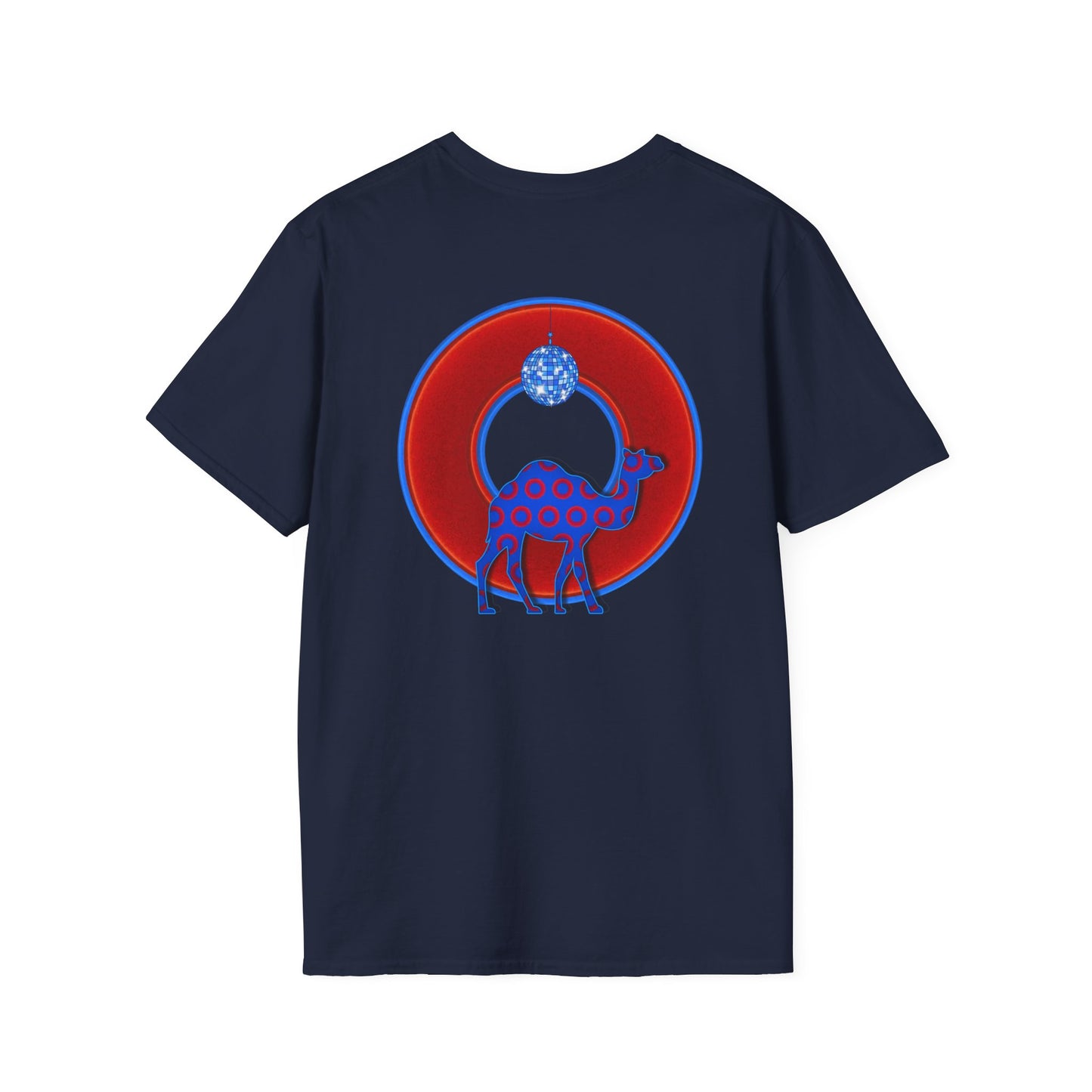 Classic Donut Tee - Unisex Soft-Style - "Joe Camel's Cool Disco Donut" - vivid red donut