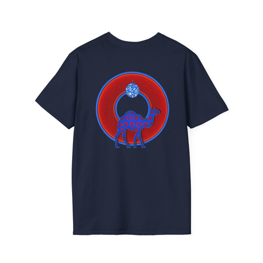 Classic Donut Tee - Unisex Soft-Style - "Joe Camel's Cool Disco Donut" - vivid red donut