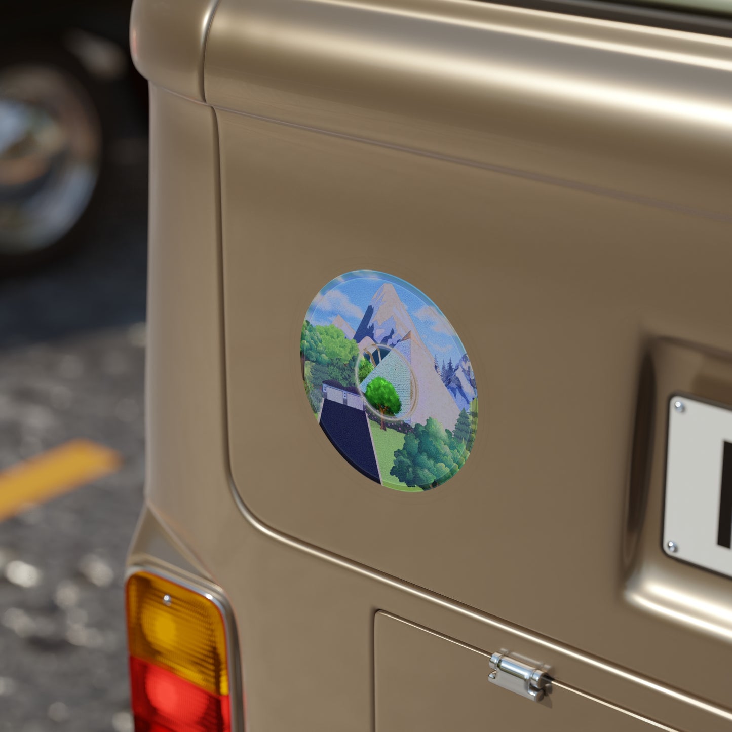 Donut Bumper/Outdoor Sticker - "Mansions of South Park Donut" - series 1.0 - variant 2 - green/blue picture donut [Die-Cut] 6"x 6"