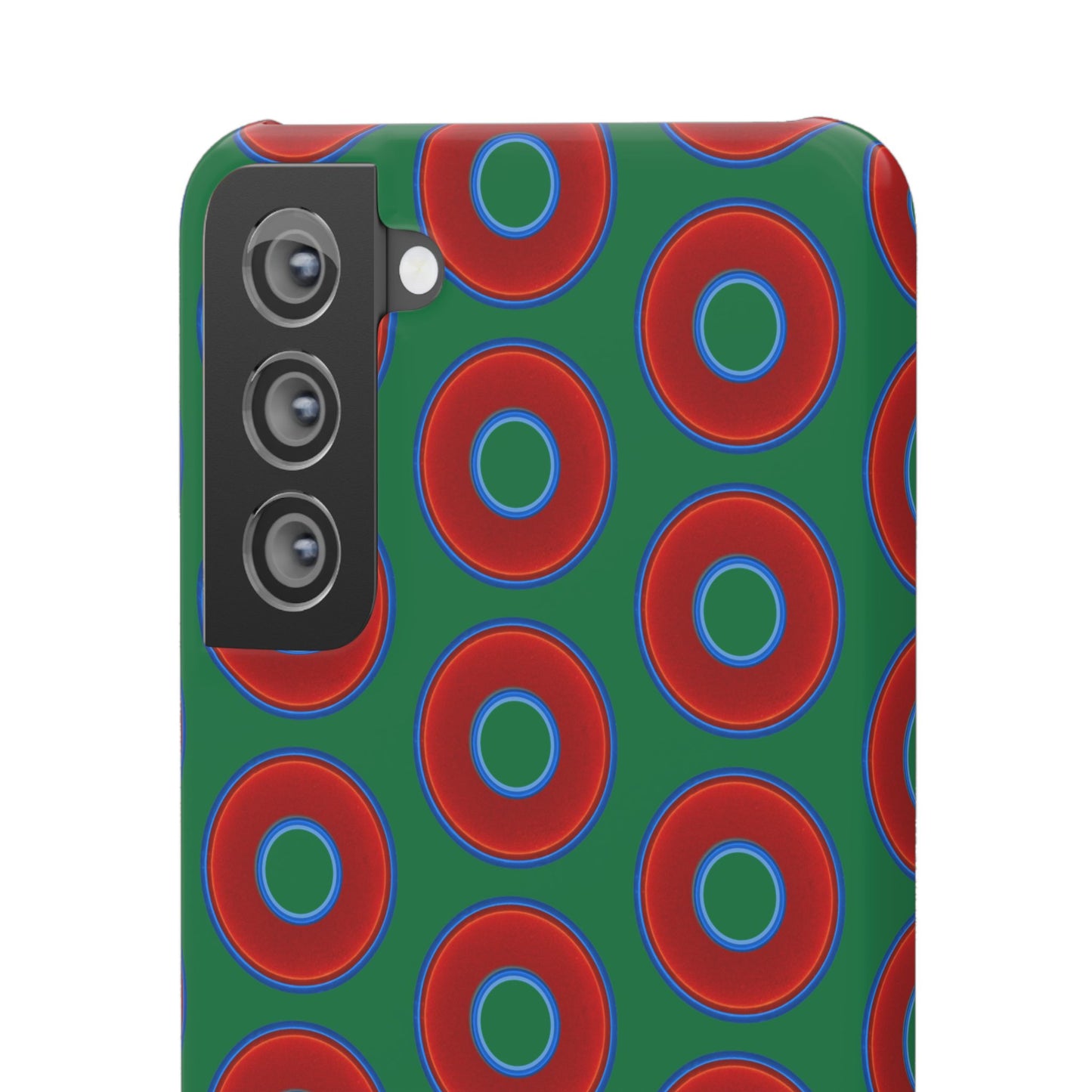 Lumpy Donut Snap Case - red vivid donut print w/green background