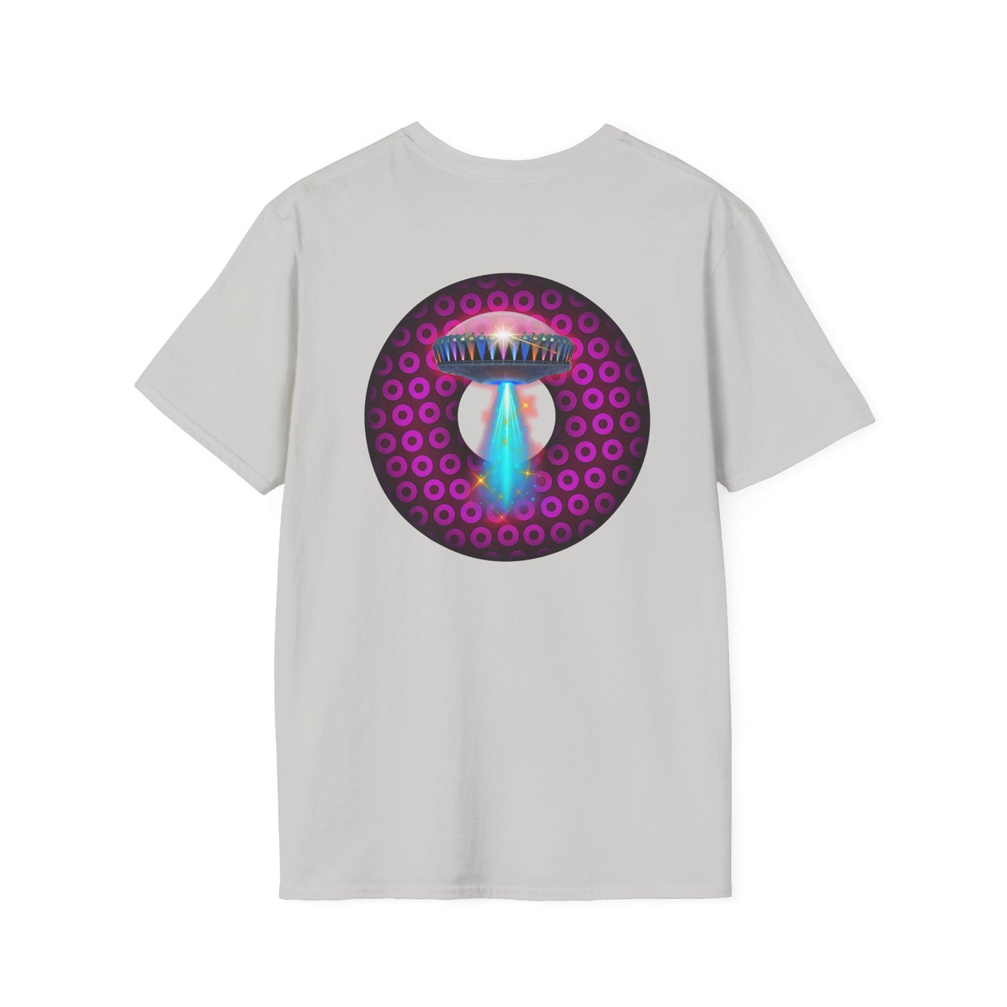 Coffee Traders Tee - Unisex Soft-Style - "Blastoff " - paradoxical donuts - variant 2 - logo front/mothership back