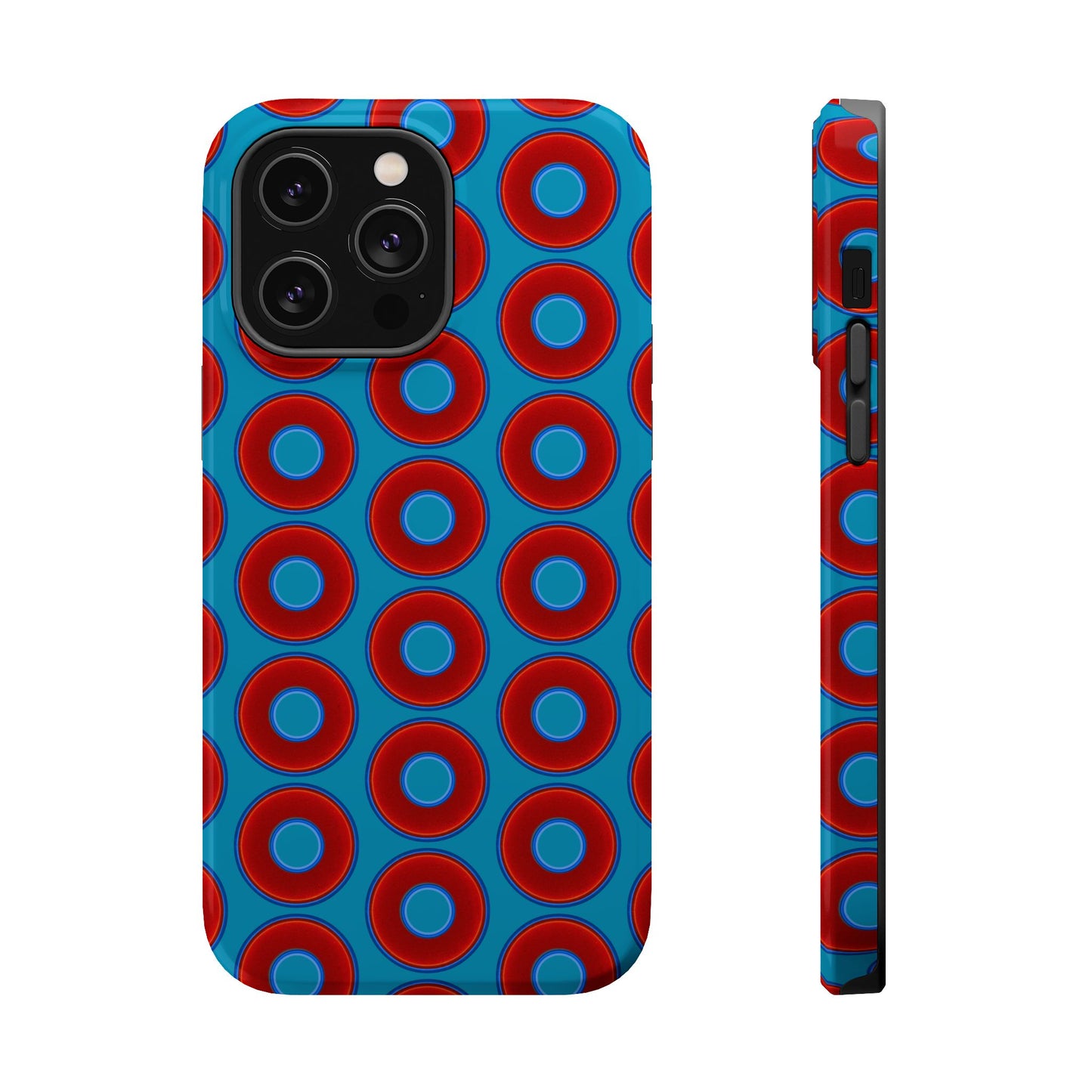 Magnetic Tough Donut Case - red vivid donut print w/aquamarine blue background