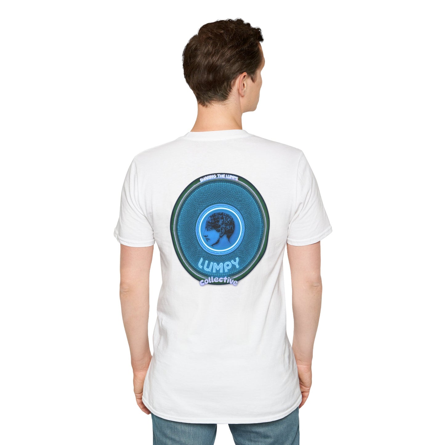 Classic Donut Tee - Unisex Soft-Style - "Lumpy Collective Donut" - aquamarine blue/green lumpy donut - variant 3